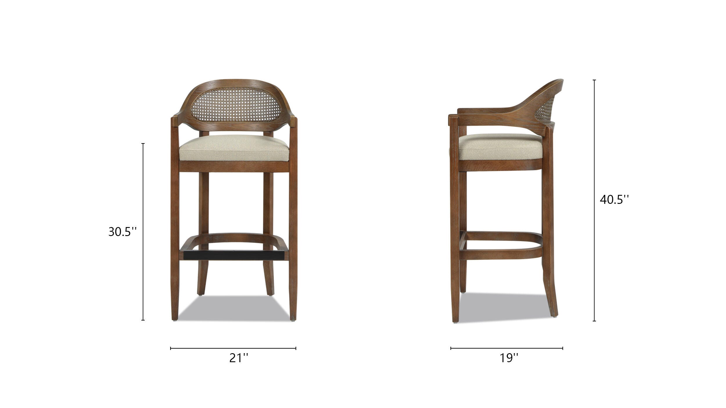 Jennifer Taylor Home Americana Cane Back Bar Height Bar Stool, Taupe/Beige, large