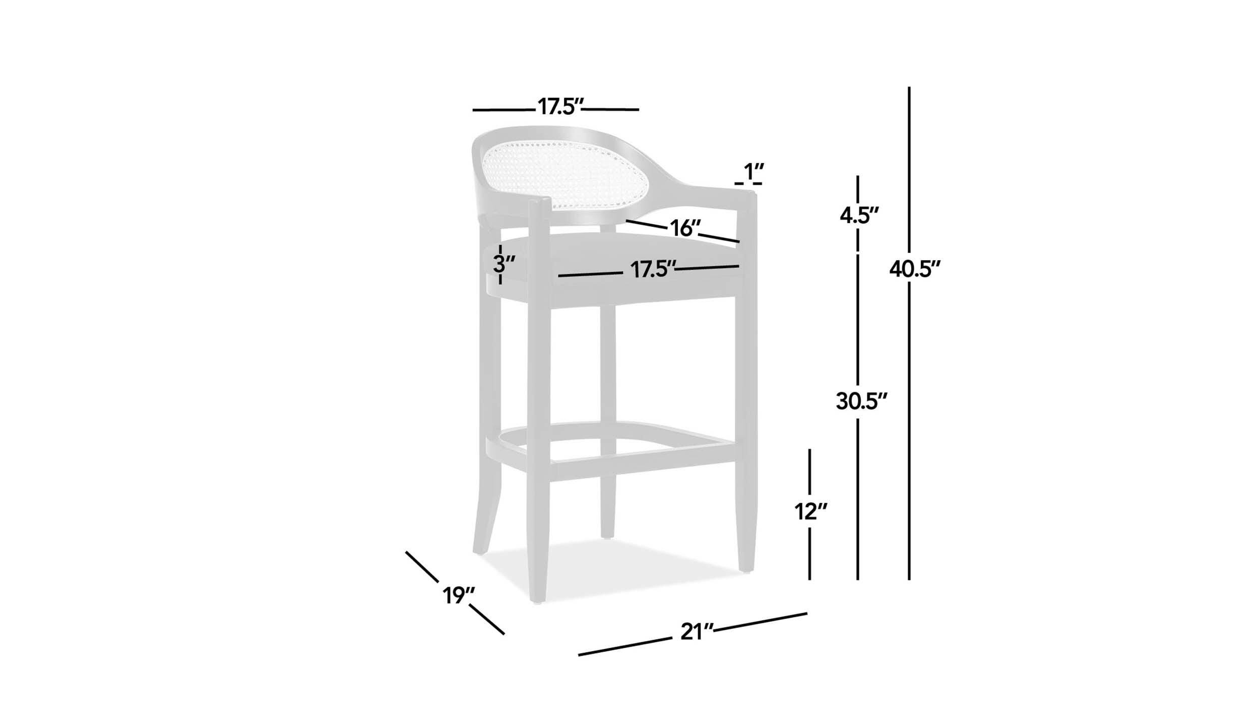 Jennifer Taylor Home Americana Cane Back Bar Height Bar Stool, Jet Black, large