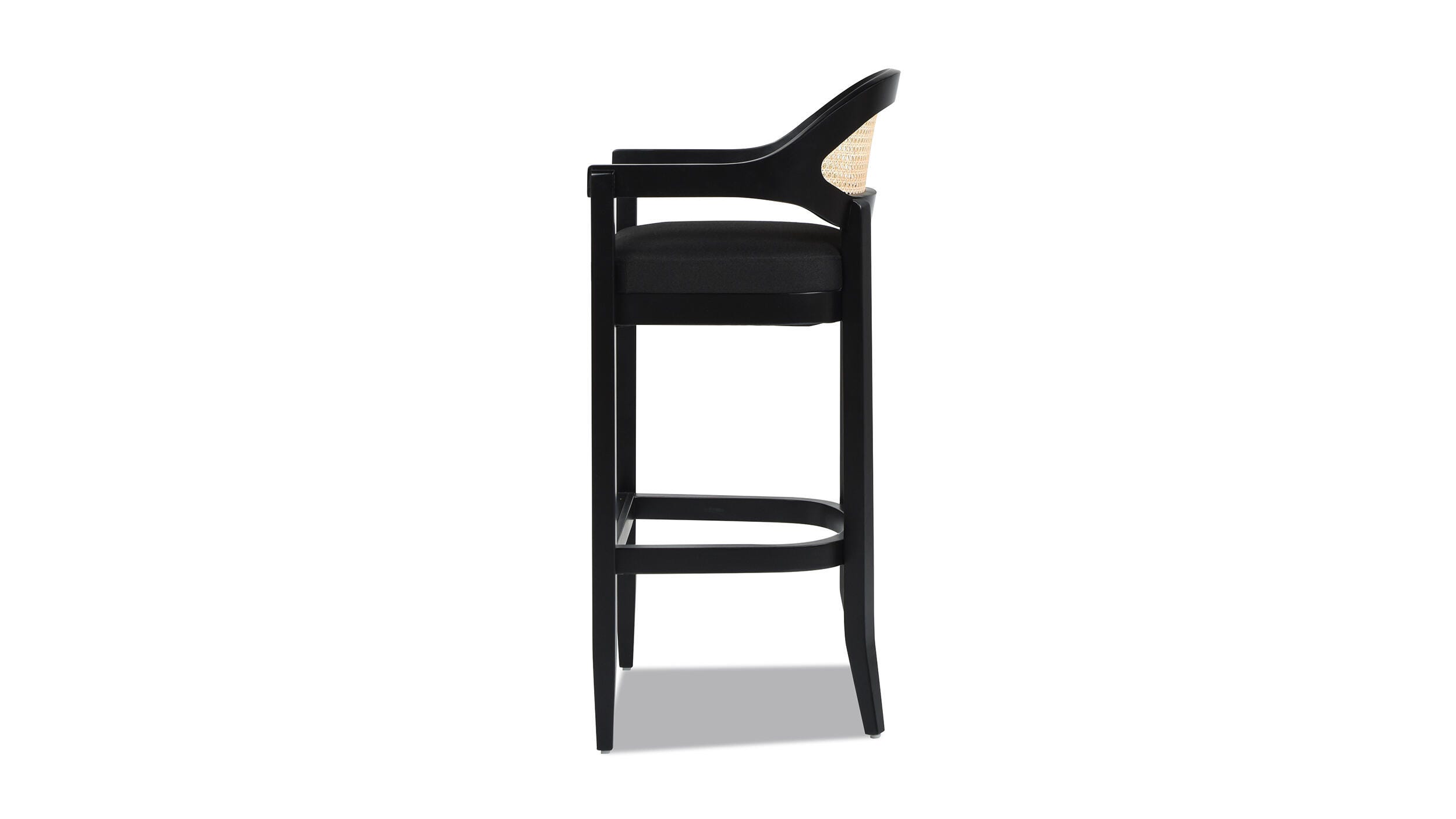Jennifer Taylor Home Americana Cane Back Bar Height Bar Stool, Jet Black, large