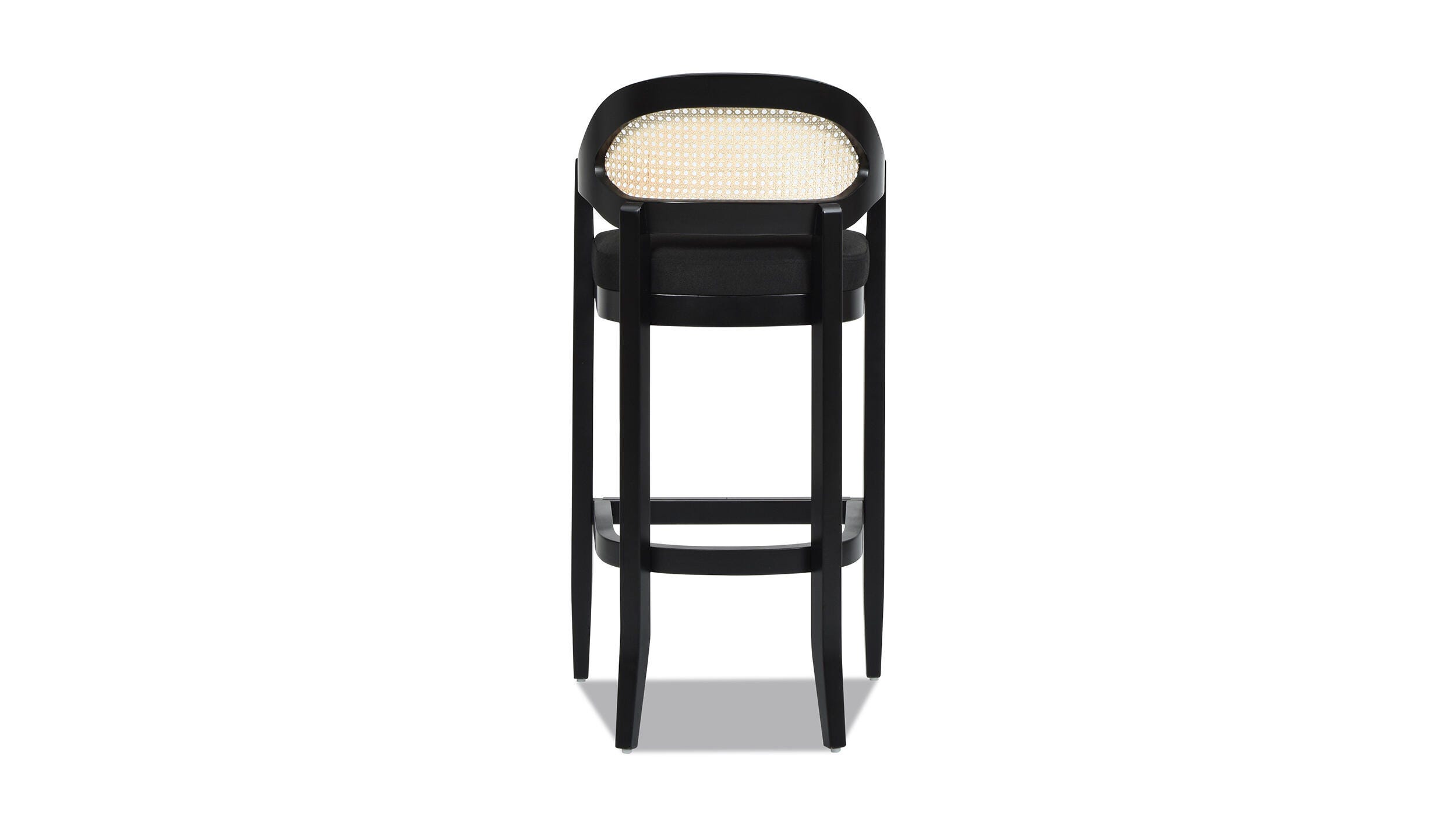 Jennifer Taylor Home Americana Cane Back Bar Height Bar Stool, Jet Black, large