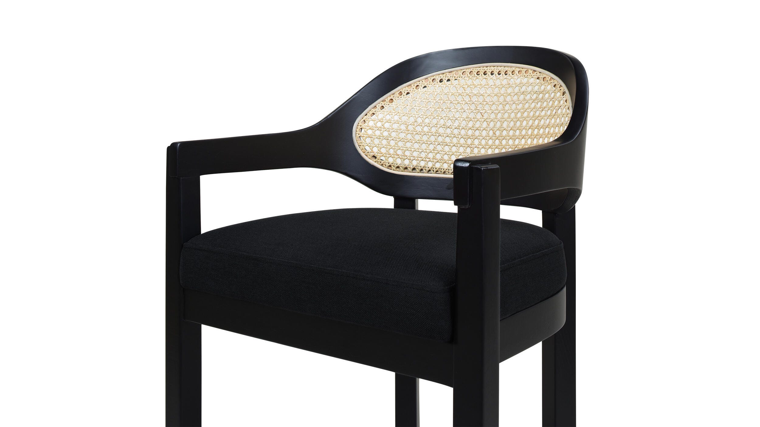 Jennifer Taylor Home Americana Cane Back Bar Height Bar Stool, Jet Black, large