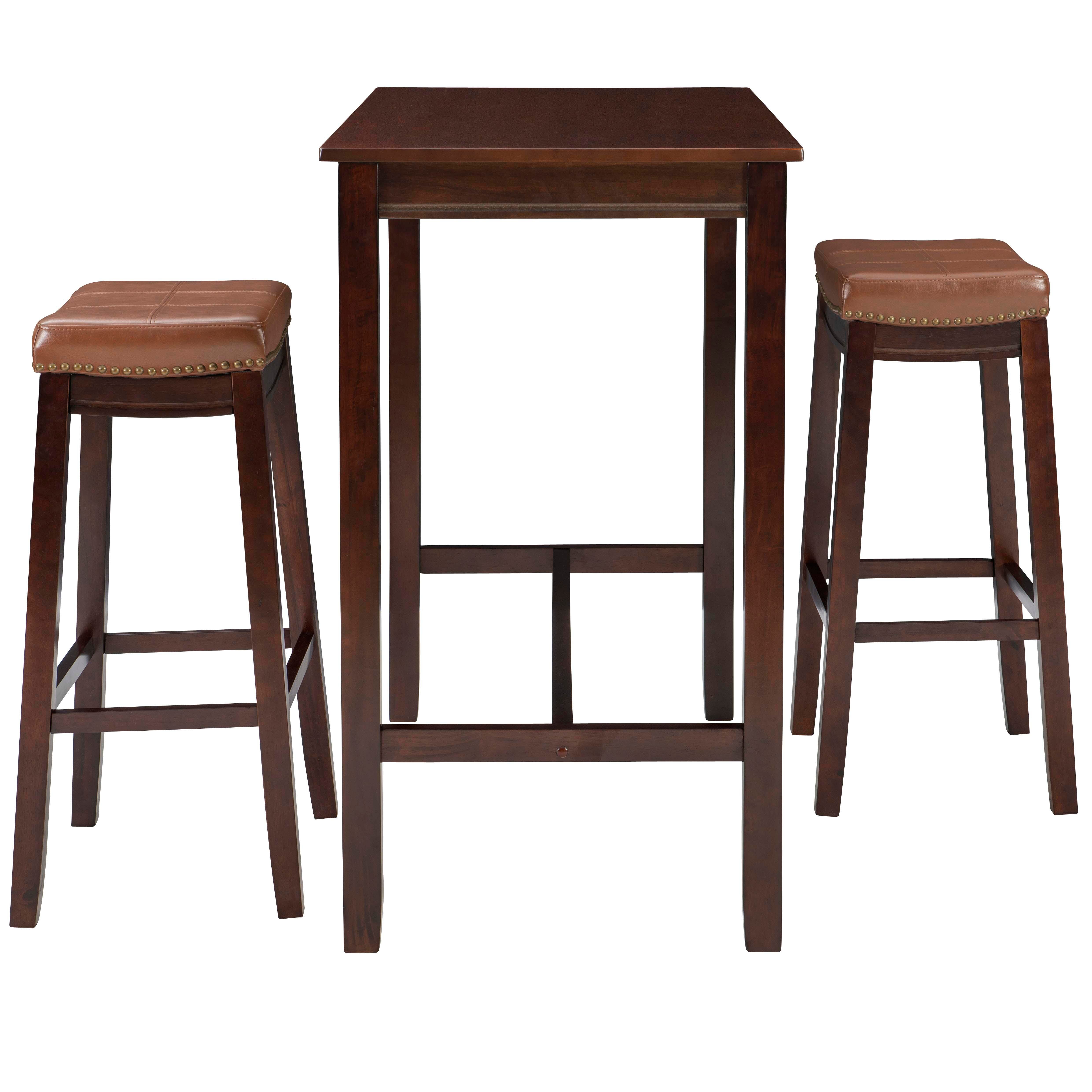 Linon Claridge Three Piece Bar Set, Light Brown, large