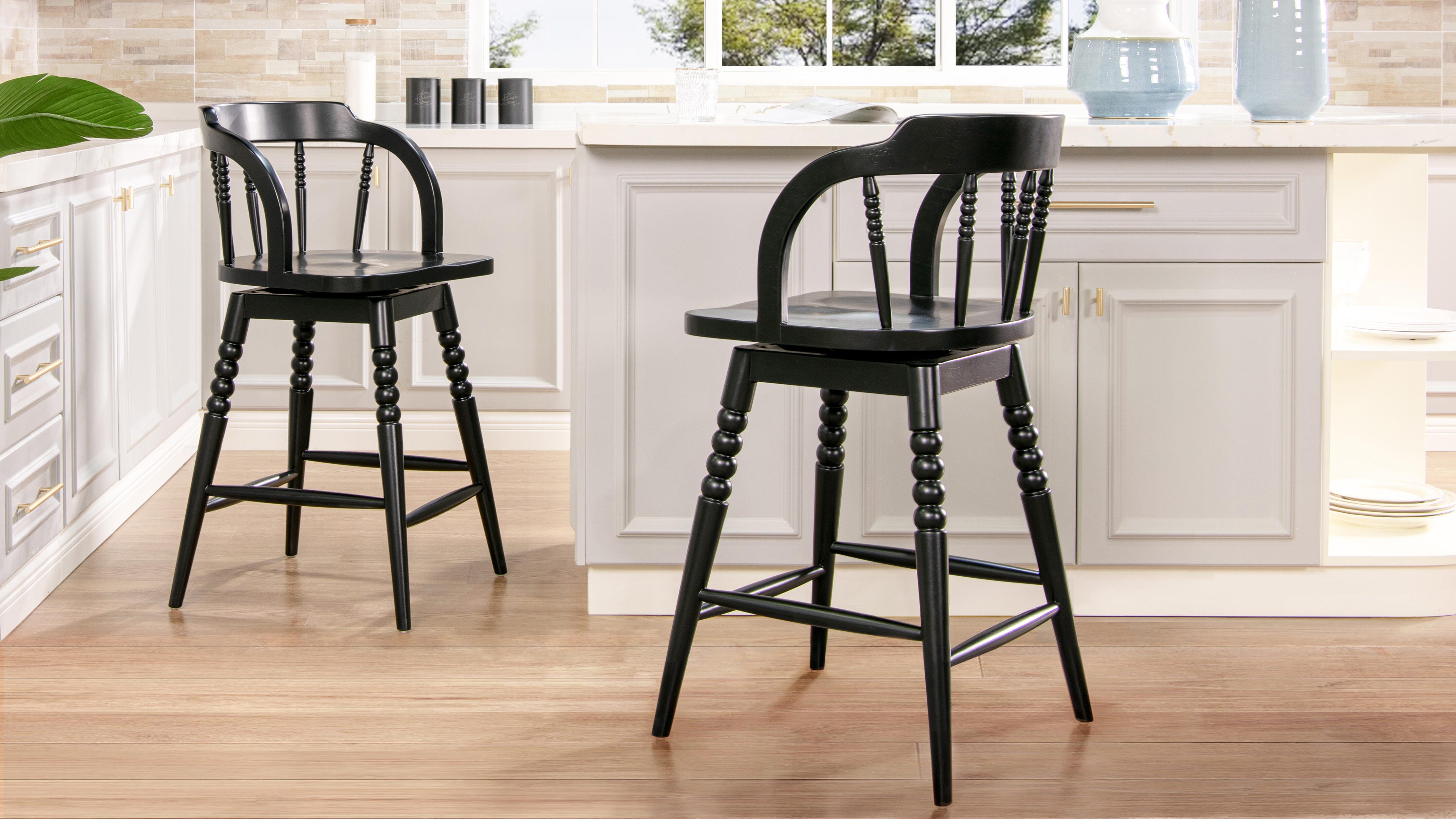Jennifer Taylor Home Breda Spindle Swivel Counter Height Bar Stool, , large