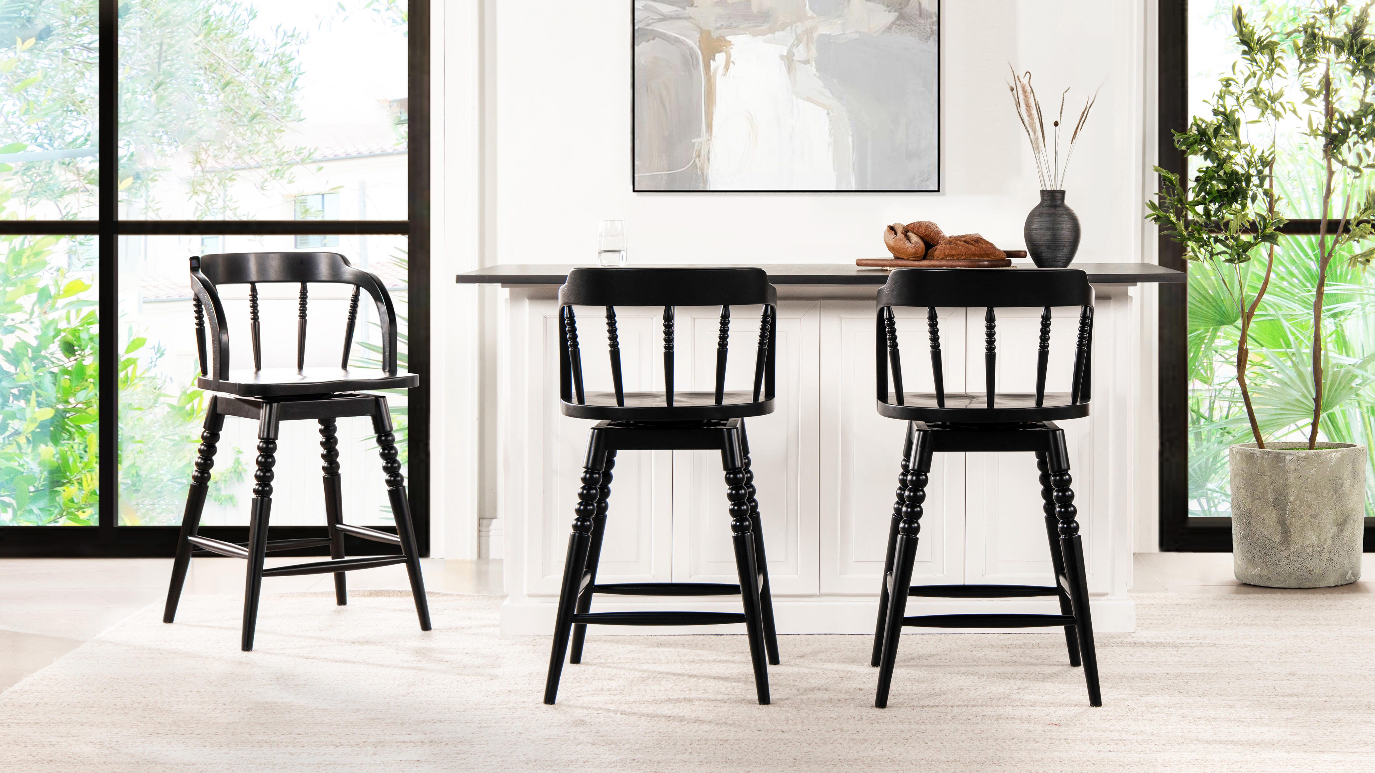 Jennifer Taylor Home Breda Spindle Swivel Counter Height Bar Stool, , large