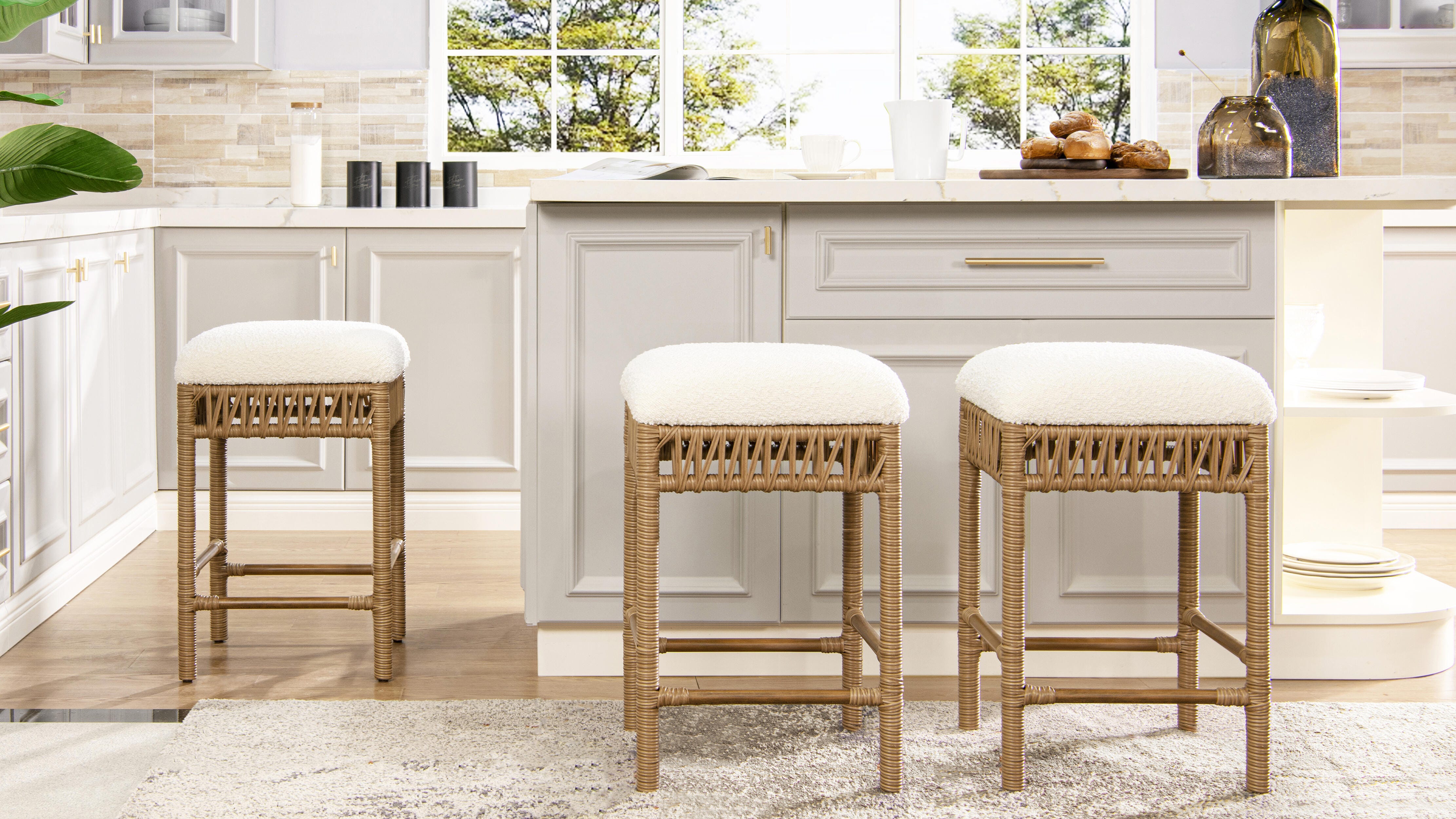 Jennifer Taylor Home Lucia Upholstered Counter Height Bar Stool, , large