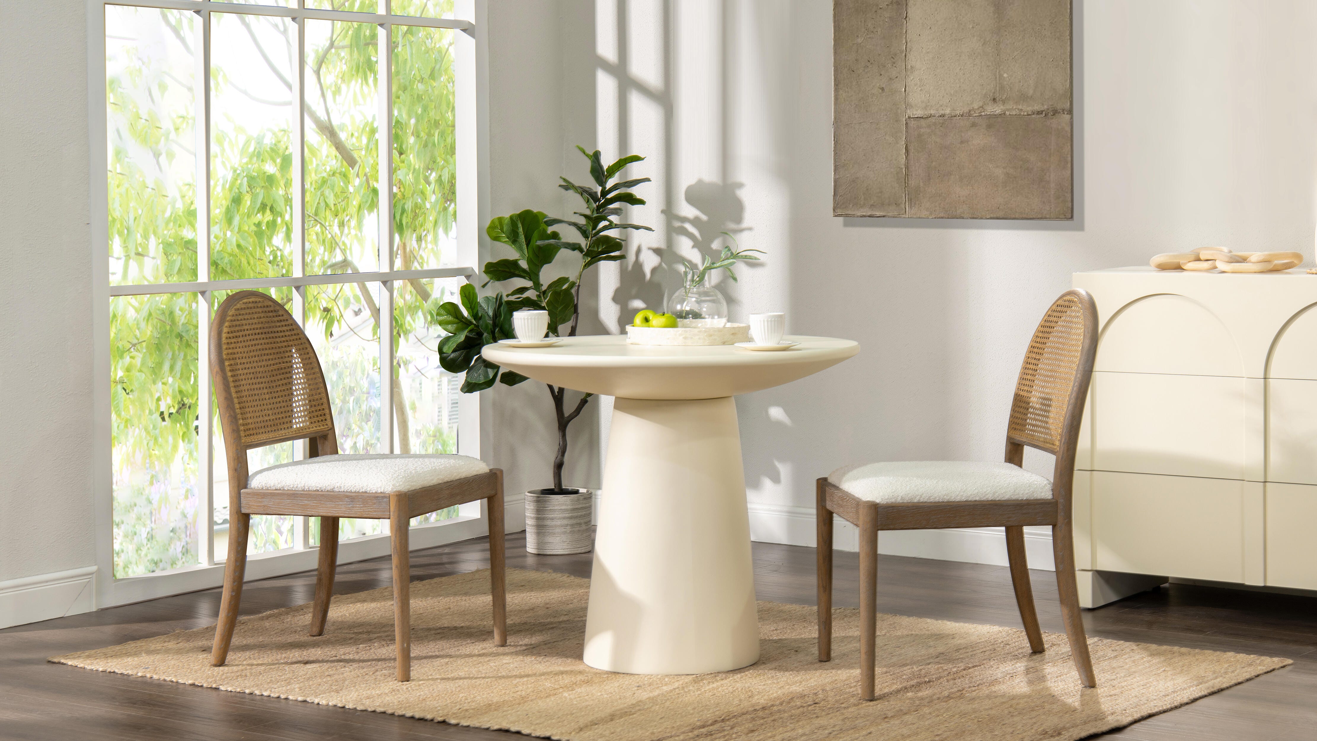 Jennifer Taylor Home Panama Side Dining Chair (Set of 2), Ivory White, rollover