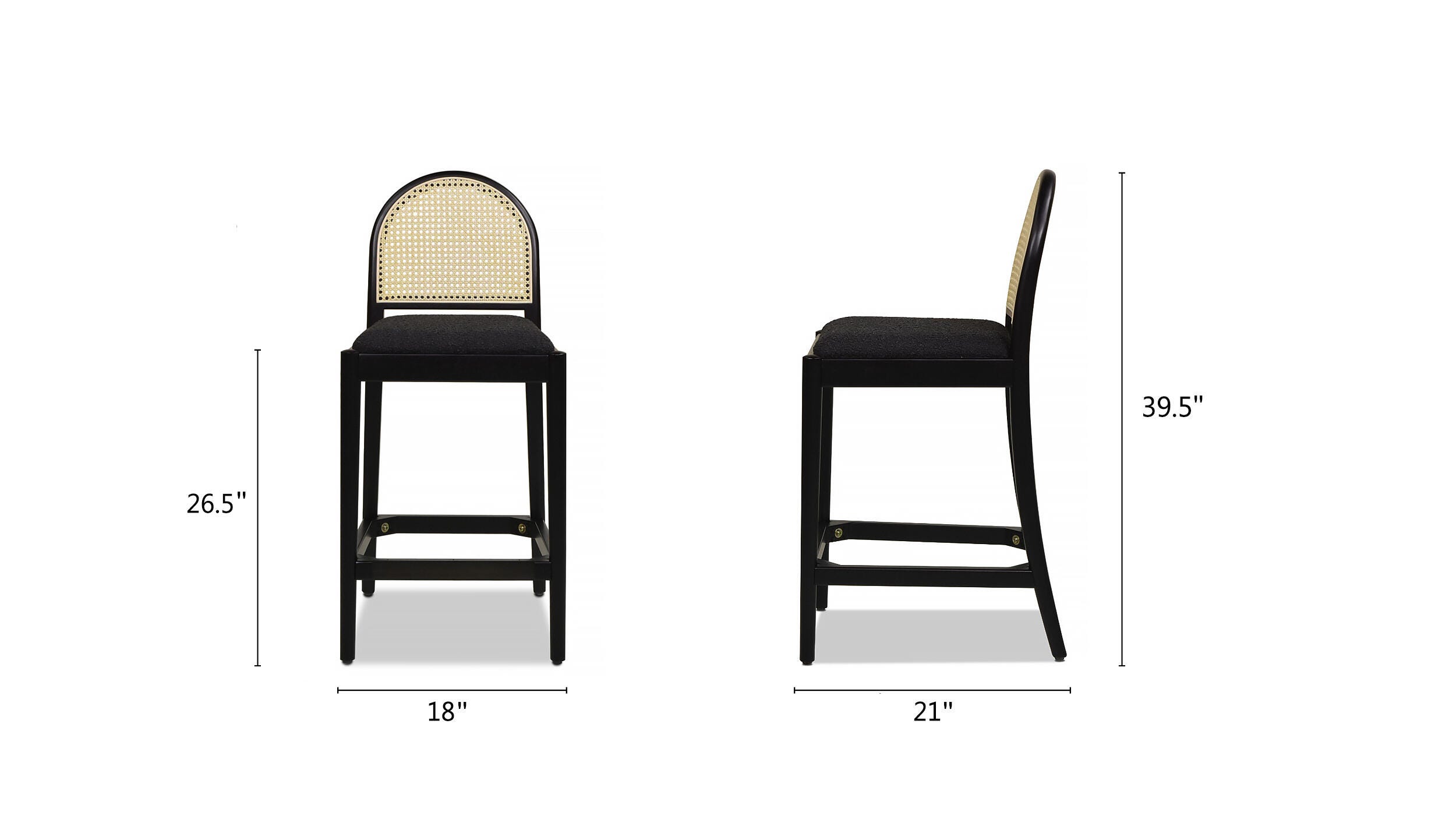 Jennifer Taylor Home Panama Counter Height Bar Stool (Set of 2), Ebony Black, large