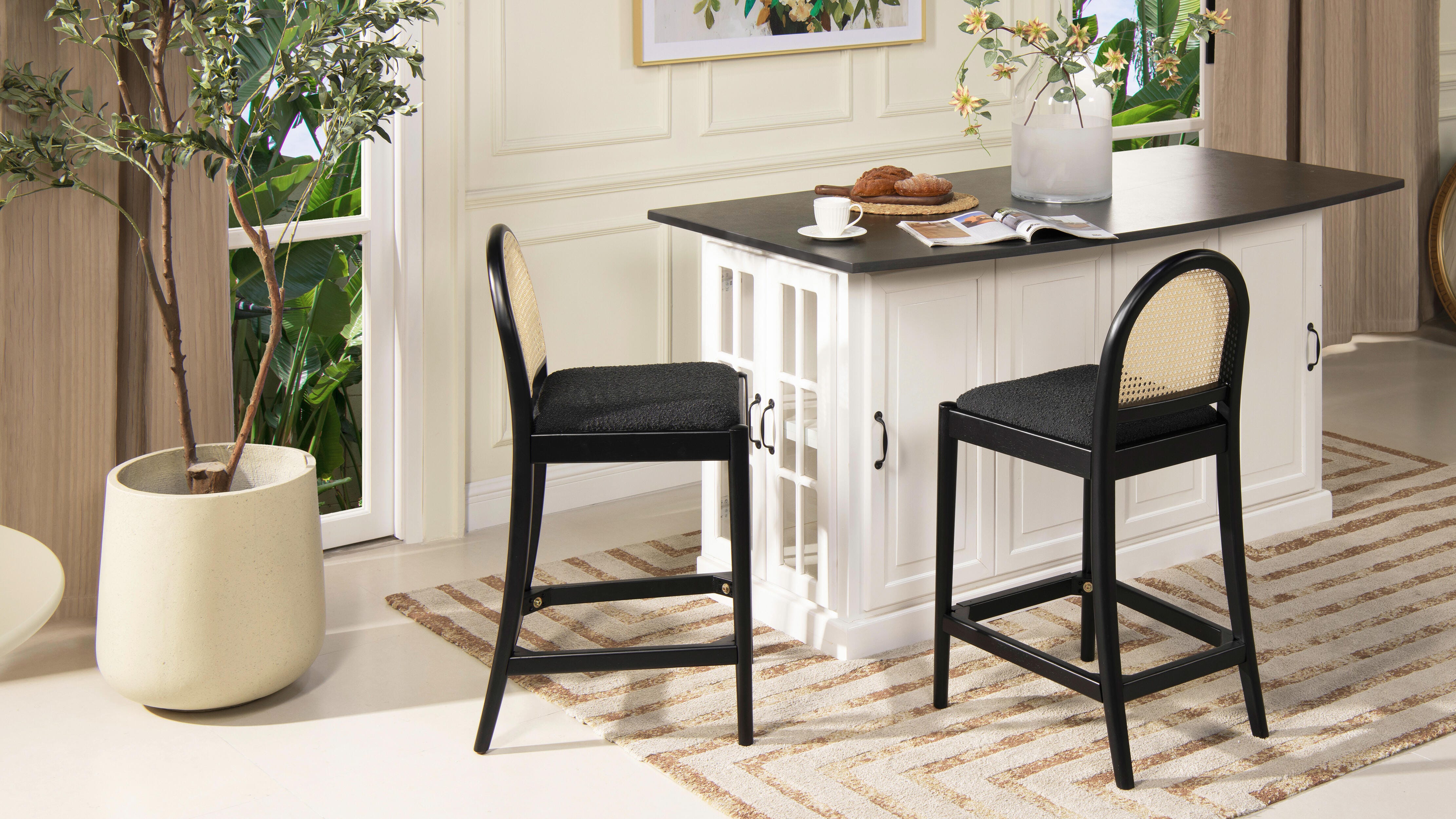 Jennifer Taylor Home Panama Counter Height Bar Stool (Set of 2), Ebony Black, large