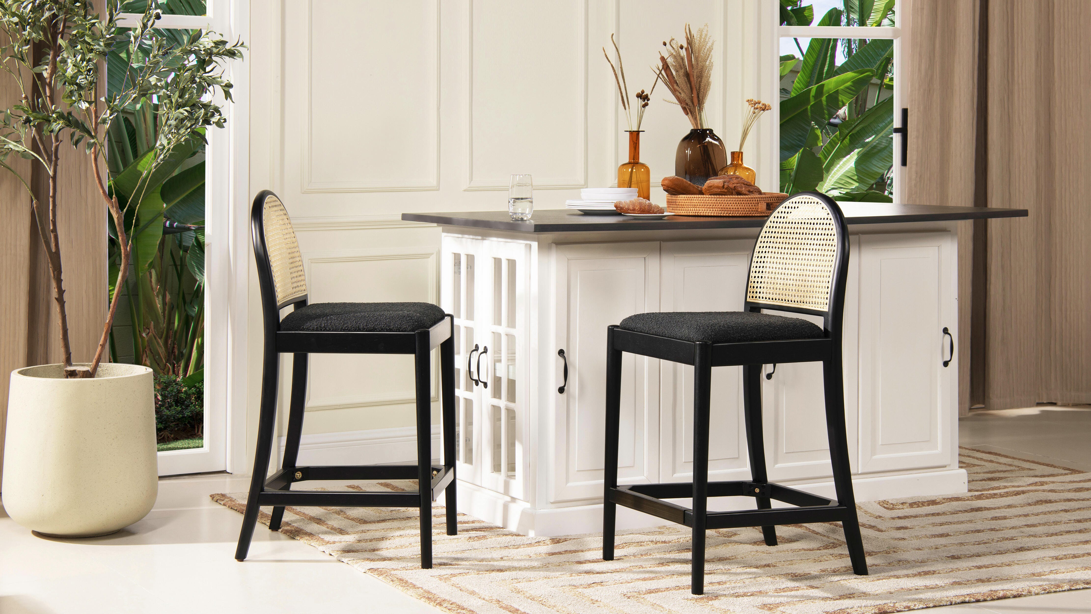 Jennifer Taylor Home Panama Counter Height Bar Stool (Set of 2), Ebony Black, large