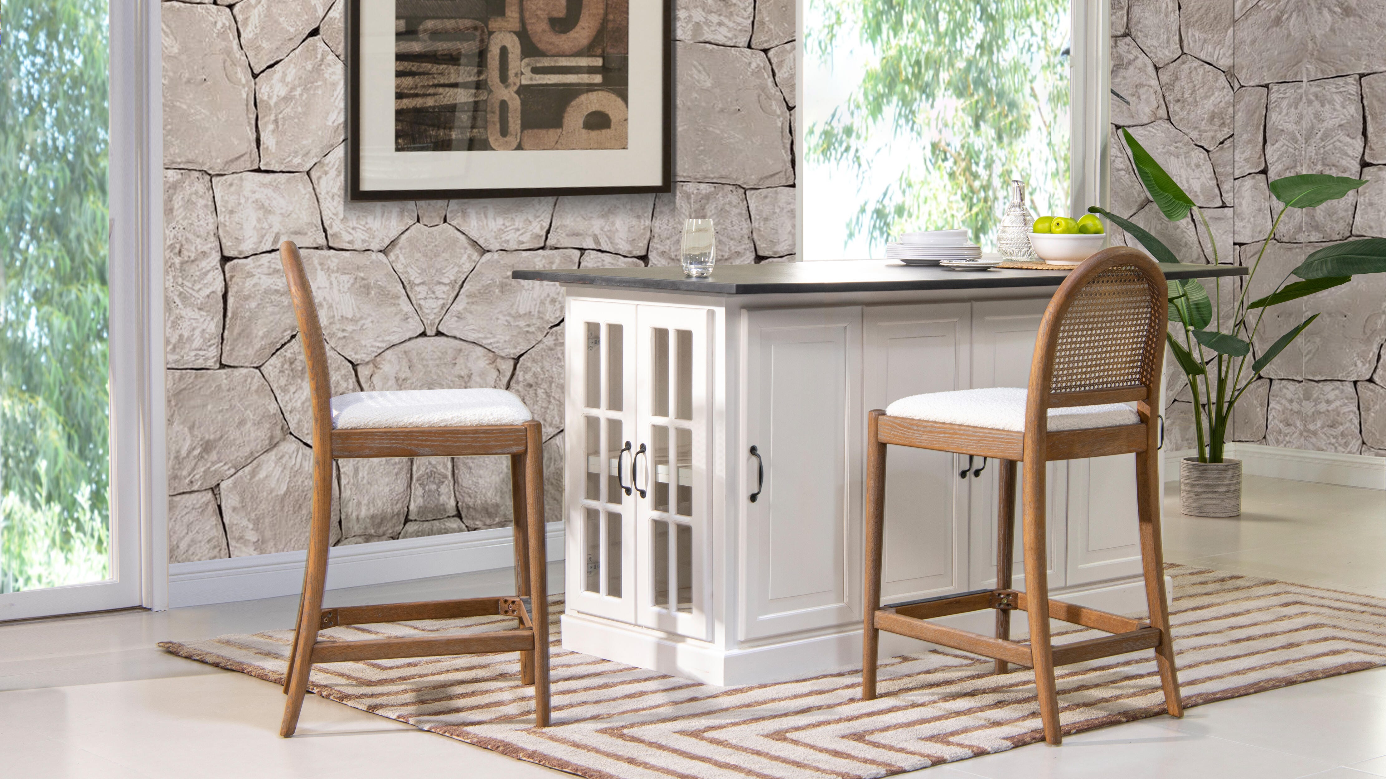 Jennifer Taylor Home Panama Counter Height Bar Stool (Set of 2), Ivory White, rollover