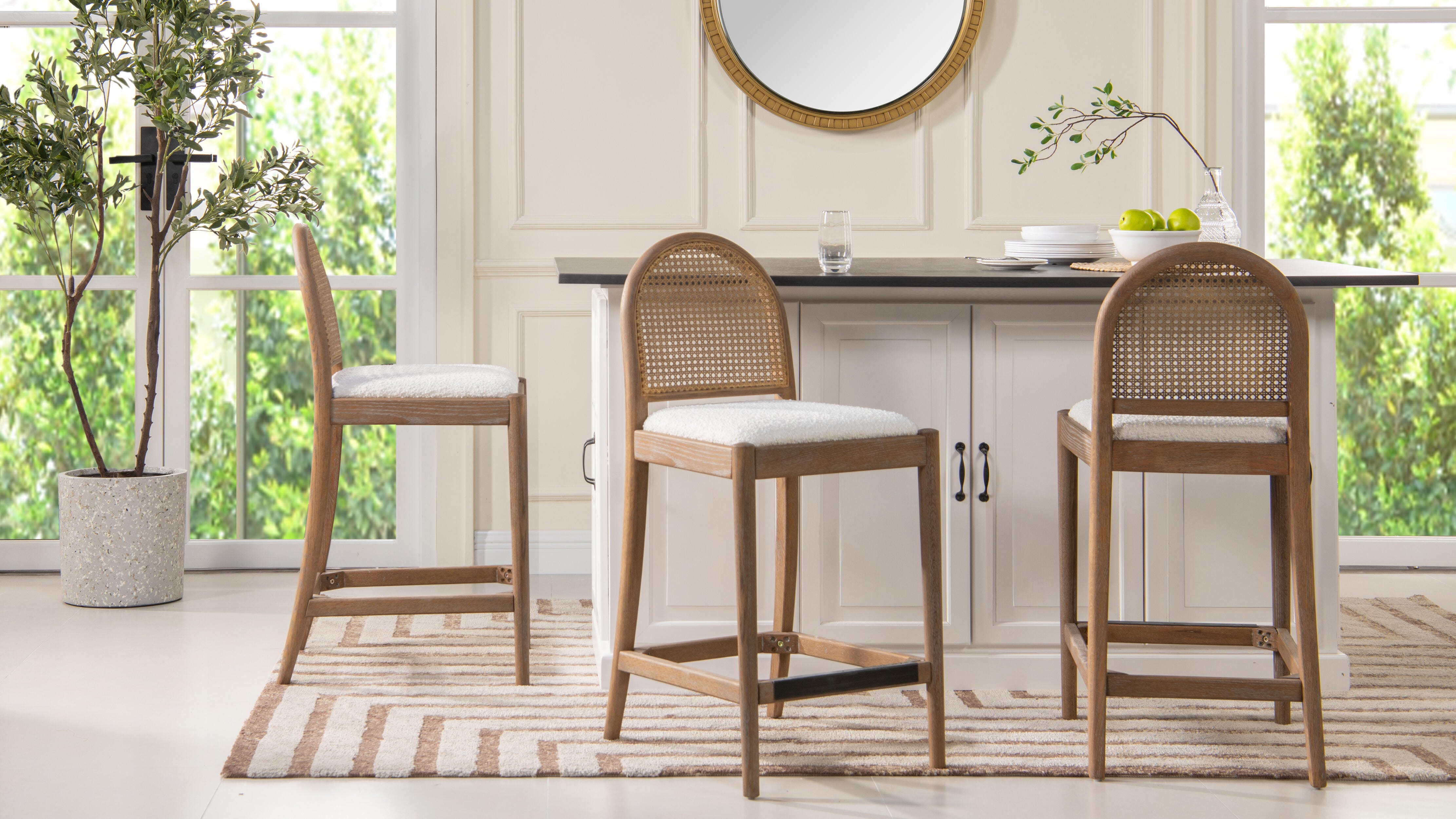 Jennifer Taylor Home Panama Counter Height Bar Stool (Set of 2), Ivory White, large