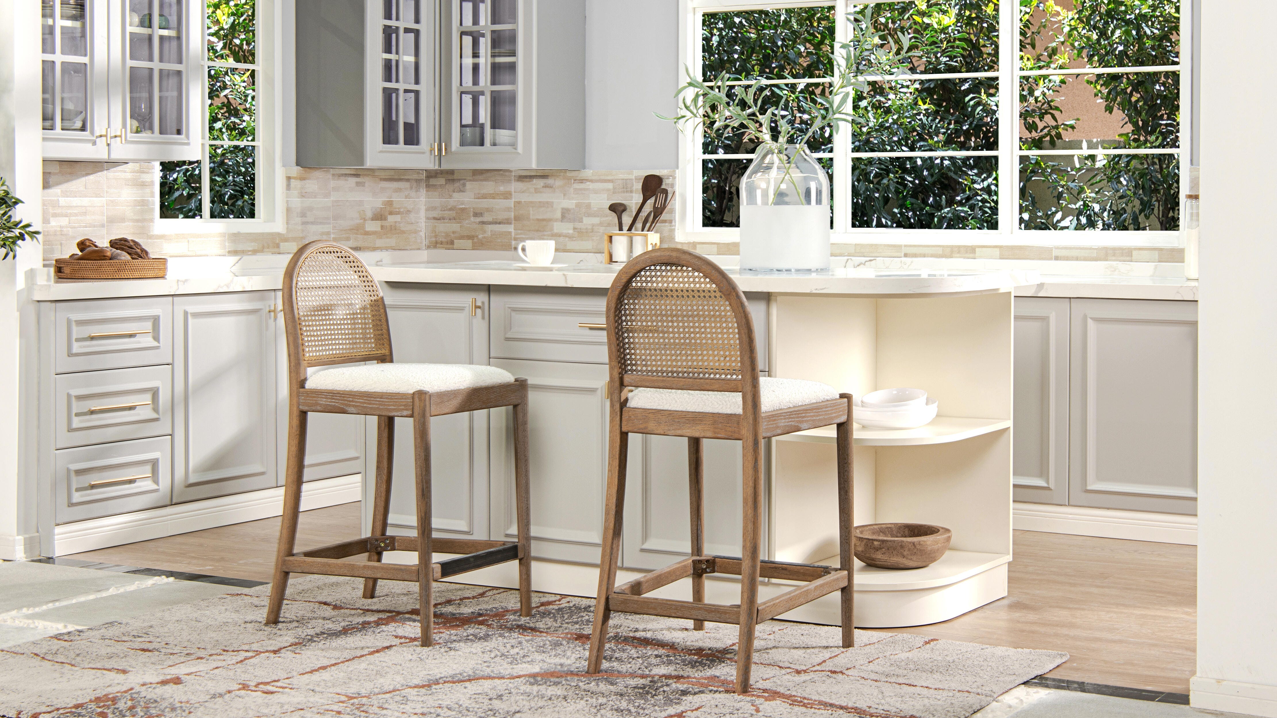 Jennifer Taylor Home Panama Counter Height Bar Stool (Set of 2), Ivory White, large