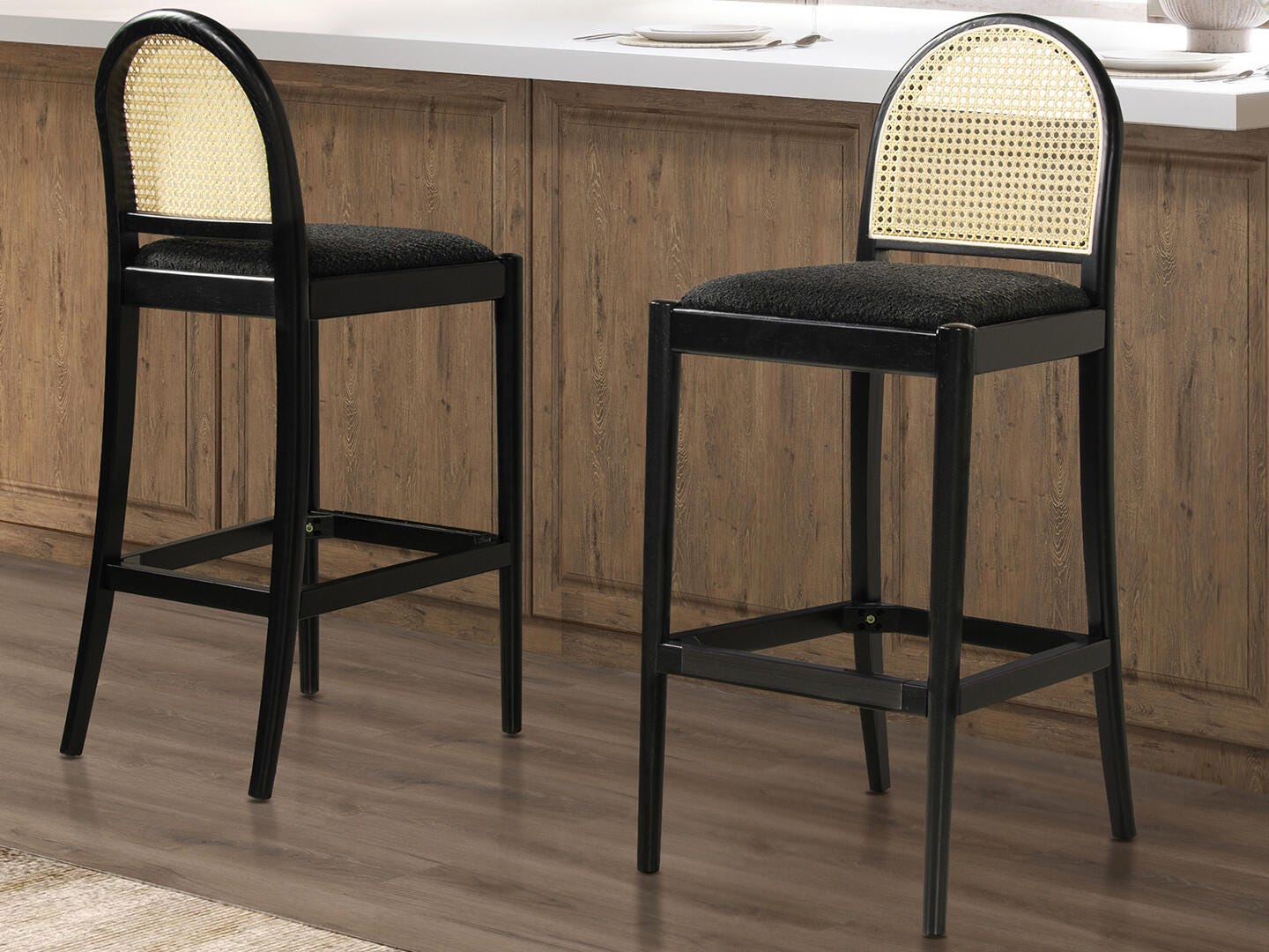 Jennifer Taylor Home Panama Bar Height Bar Stool (Set of 2), Ebony Black, rollover