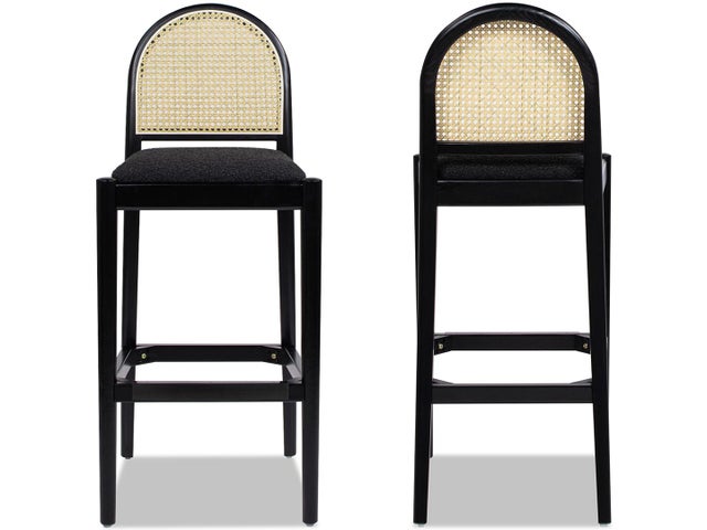 Jennifer Taylor Home Panama Bar Height Bar Stool (Set of 2), Ebony Black