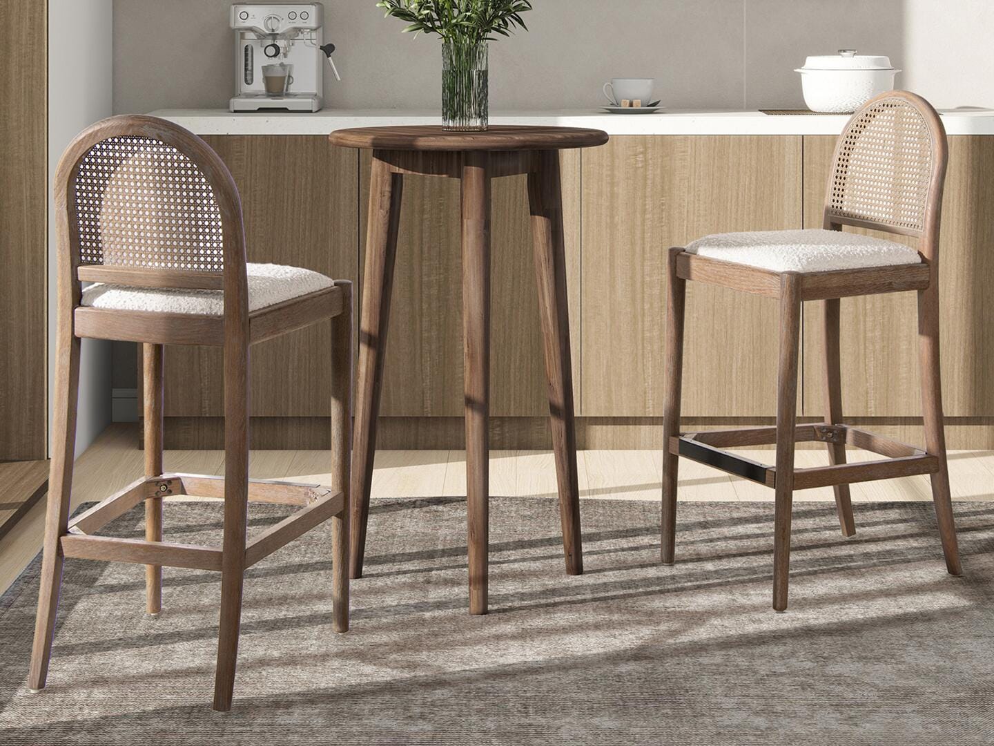 Jennifer Taylor Home Panama Bar Height Bar Stool (Set of 2), Ivory White, rollover