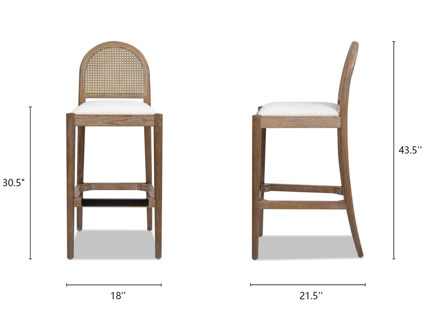 Jennifer Taylor Home Panama Bar Height Bar Stool (Set of 2), Ivory White, large