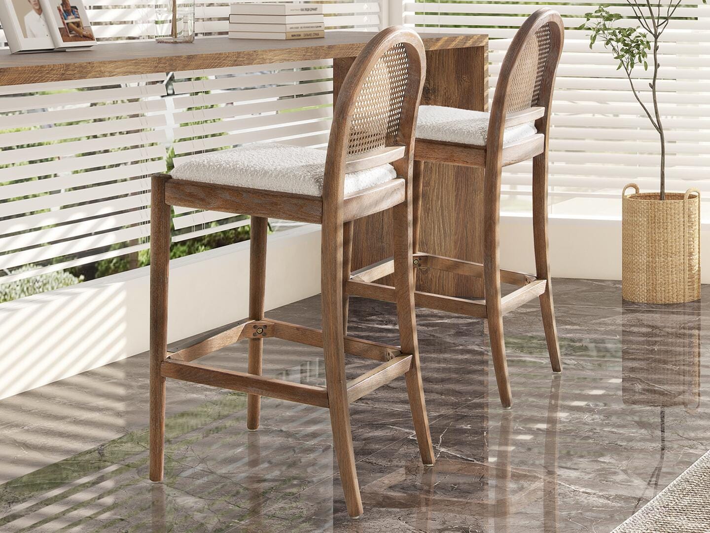 Jennifer Taylor Home Panama Bar Height Bar Stool (Set of 2), Ivory White, large