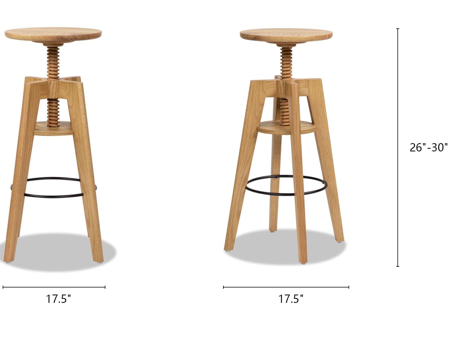 Jennifer Taylor Home Spencer Adjustable Counter Height Bar Stool, Natural Brown, large