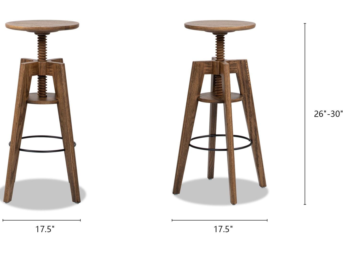 Jennifer Taylor Home Spencer Adjustable Counter Height Bar Stool, Walnut Brown, large