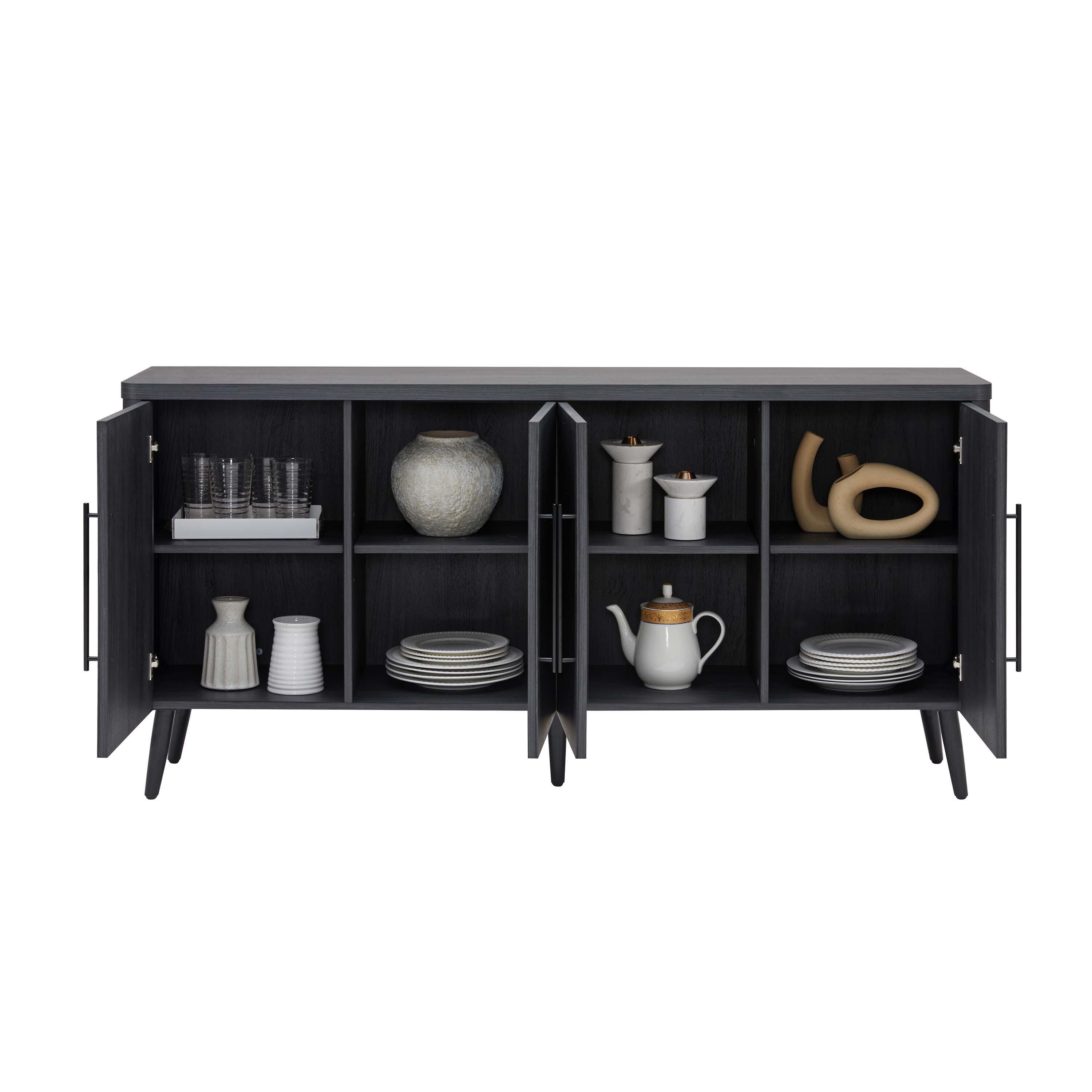Manhattan Comfort Jodie 8-Shelf Sideboard, Charcoal Gray, large