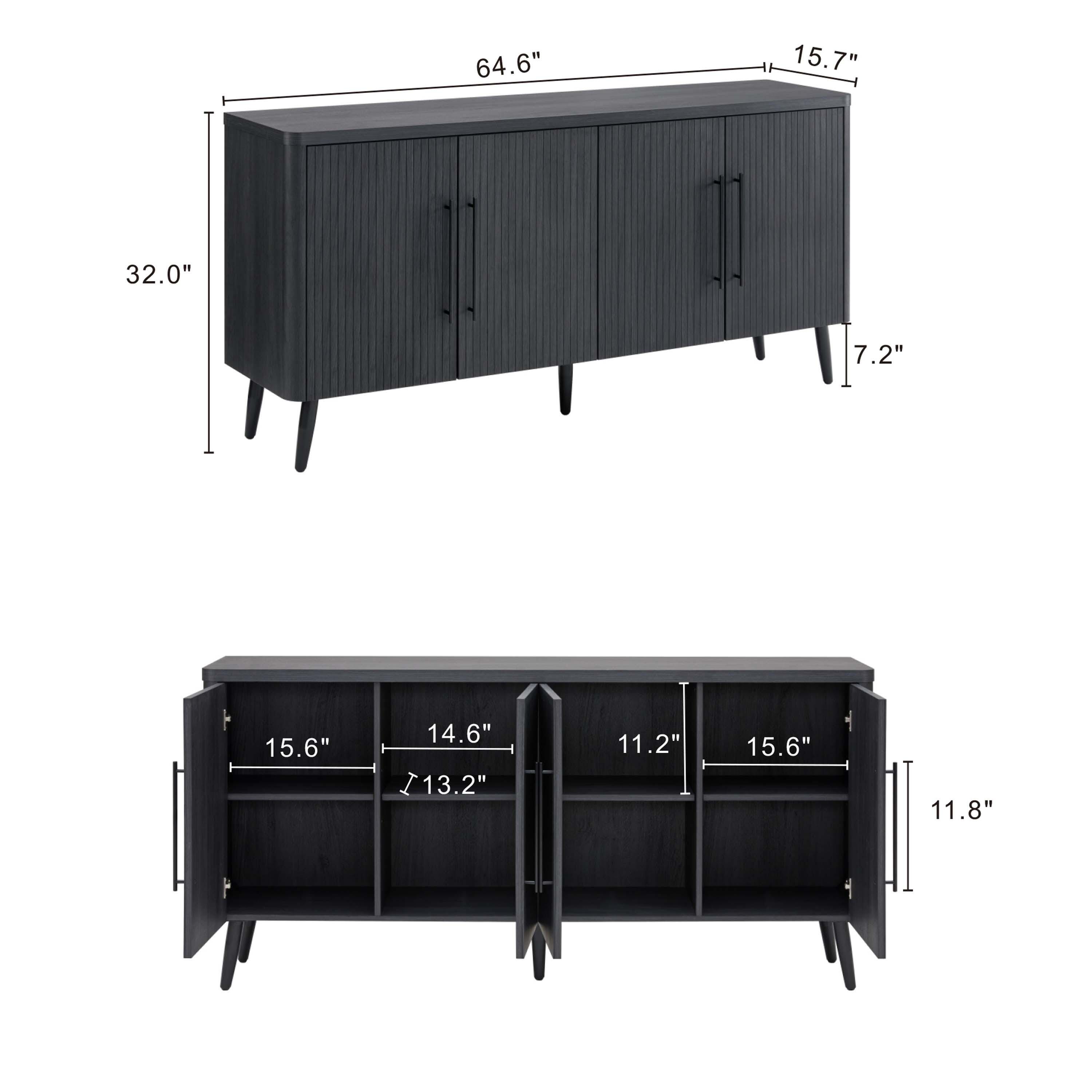 Manhattan Comfort Jodie 8-Shelf Sideboard, Charcoal Gray, large