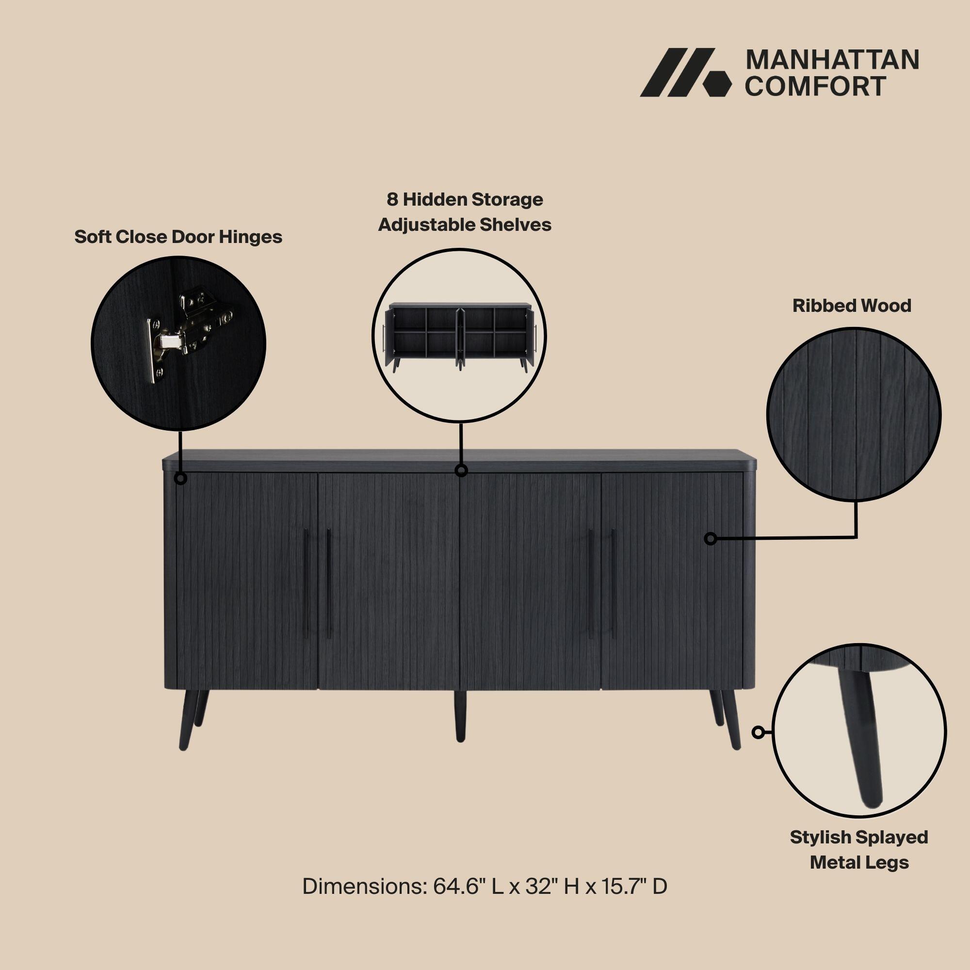 Manhattan Comfort Jodie 8-Shelf Sideboard, Charcoal Gray, large