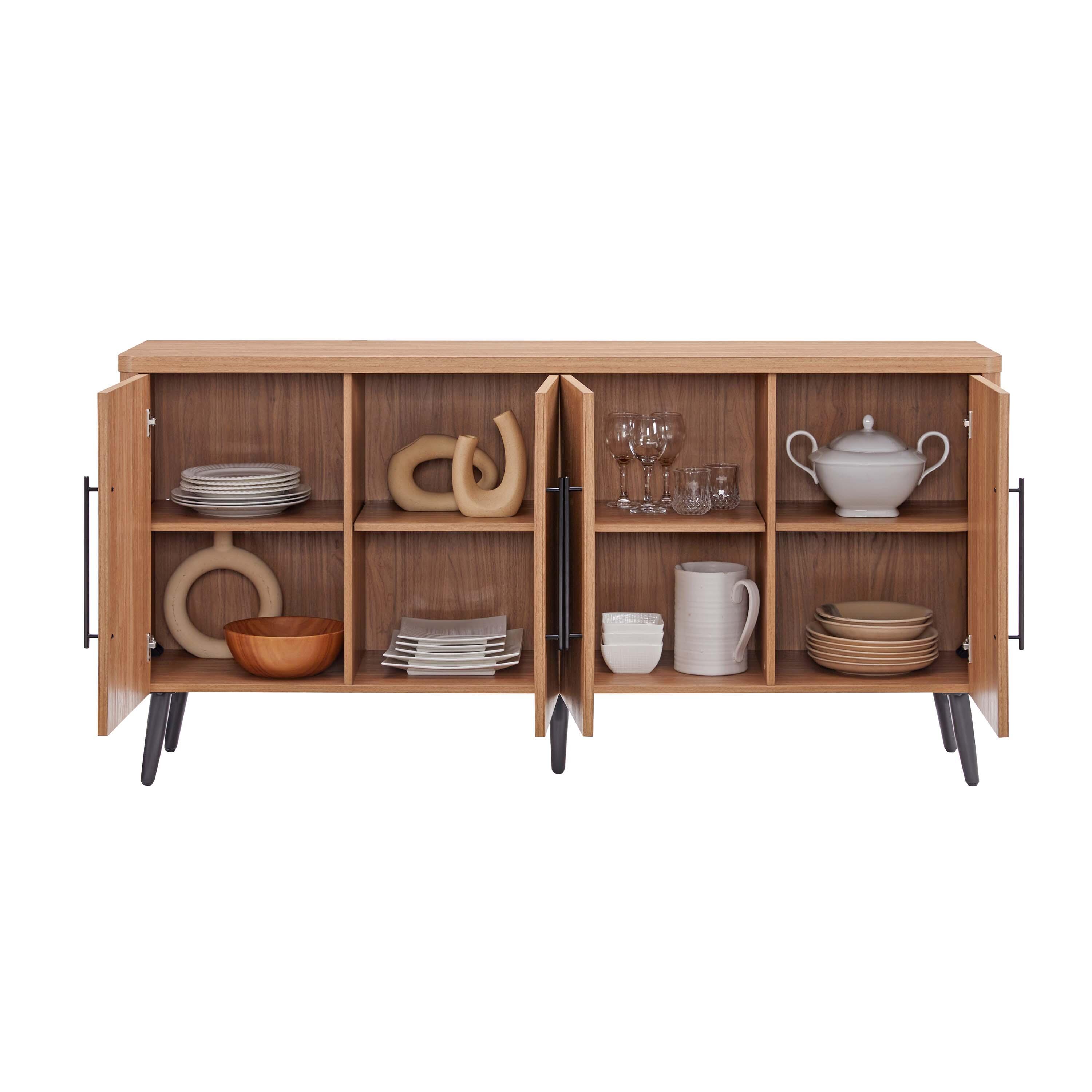 Manhattan Comfort Jodie 8-Shelf Sideboard, Maple, large