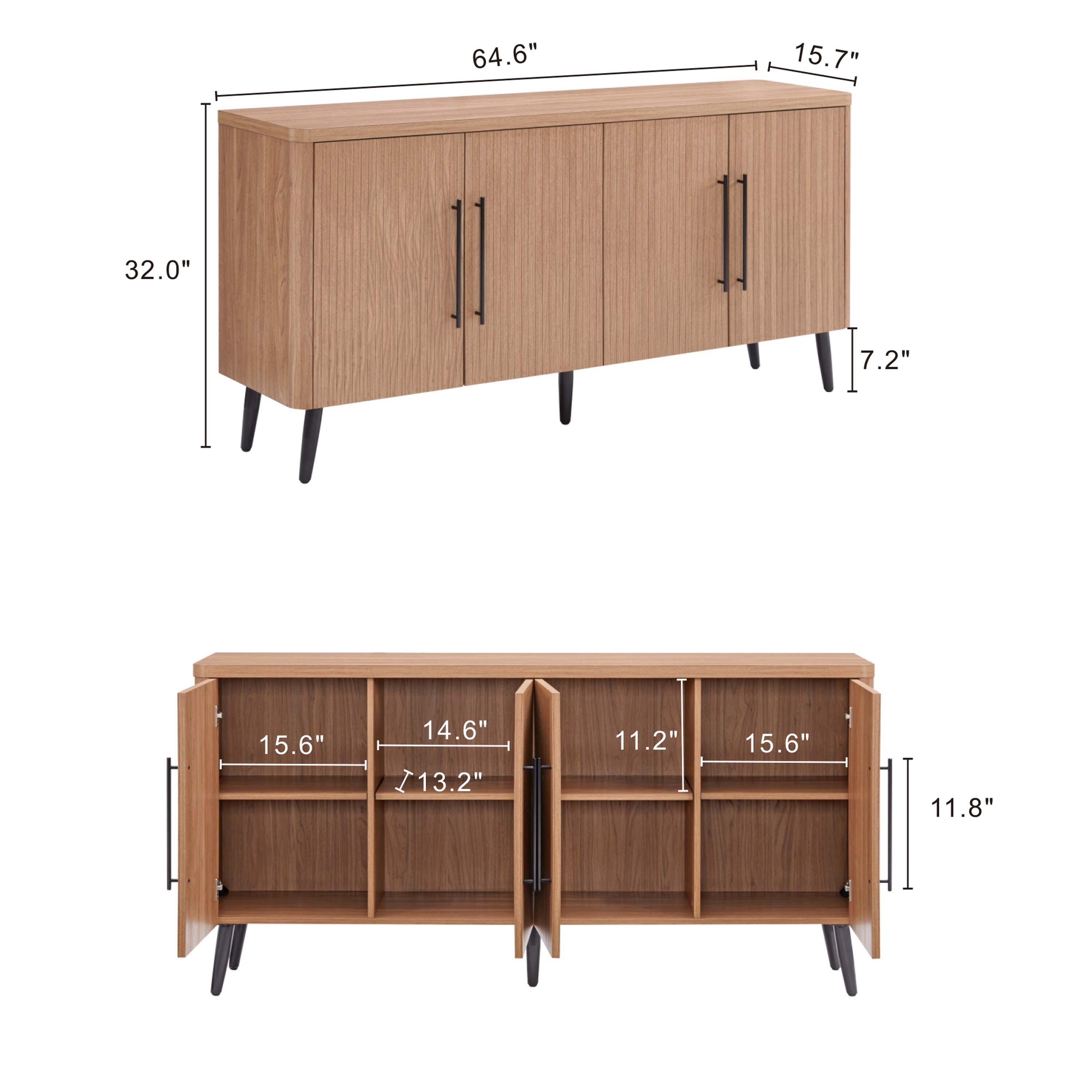 Manhattan Comfort Jodie 8-Shelf Sideboard, Maple, large