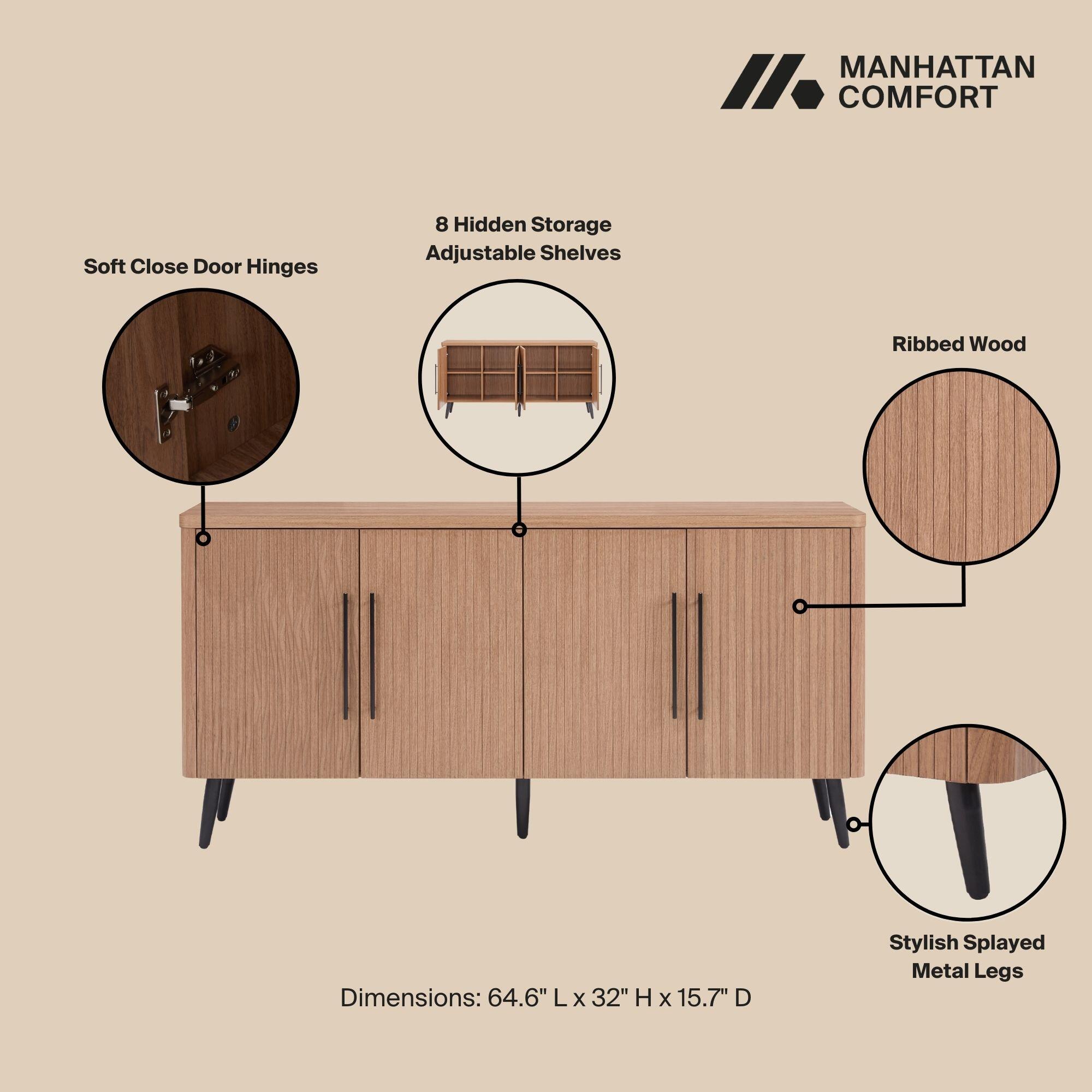 Manhattan Comfort Jodie 8-Shelf Sideboard, Maple, large