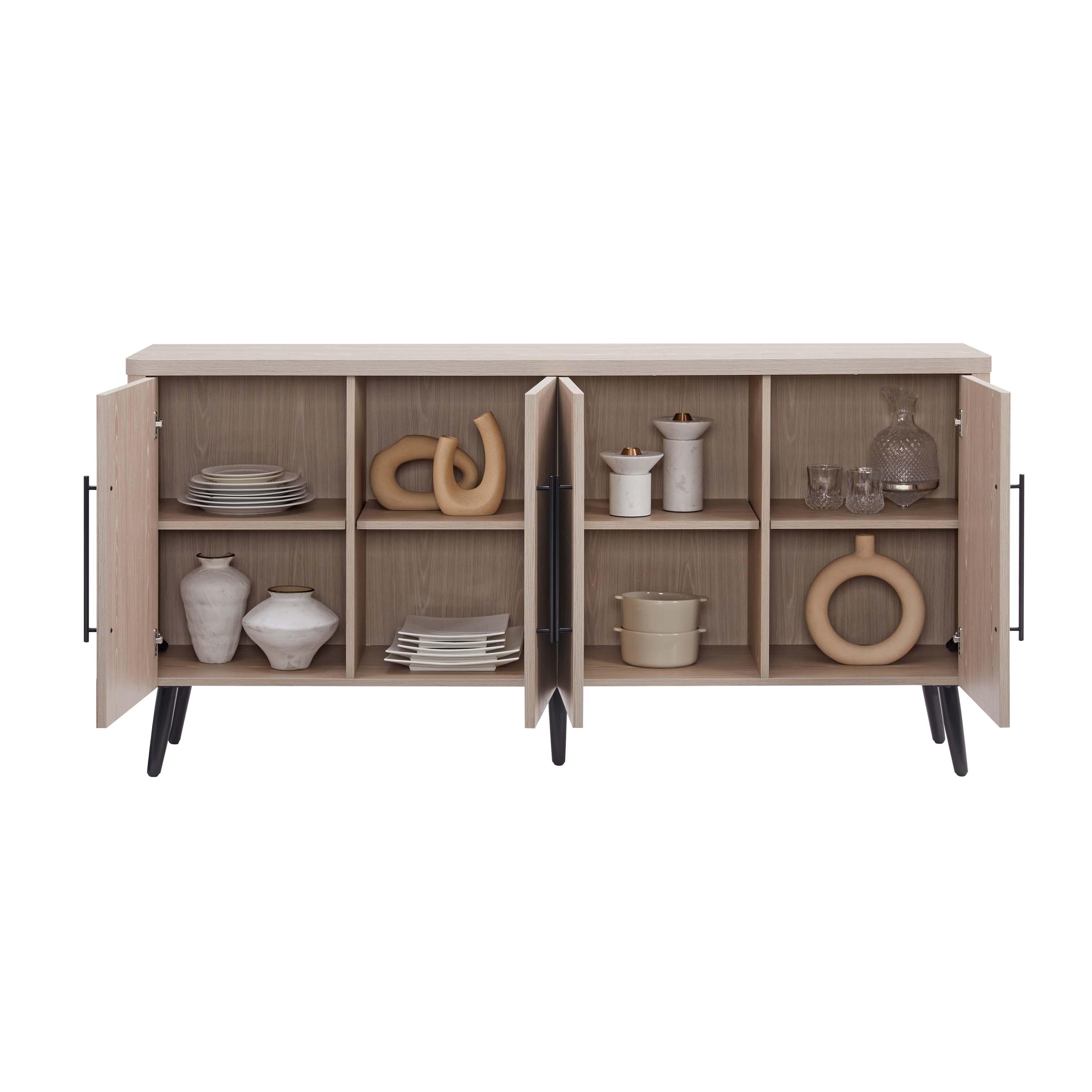 Manhattan Comfort Jodie 8-Shelf Sideboard, Whitewashed Oak, large