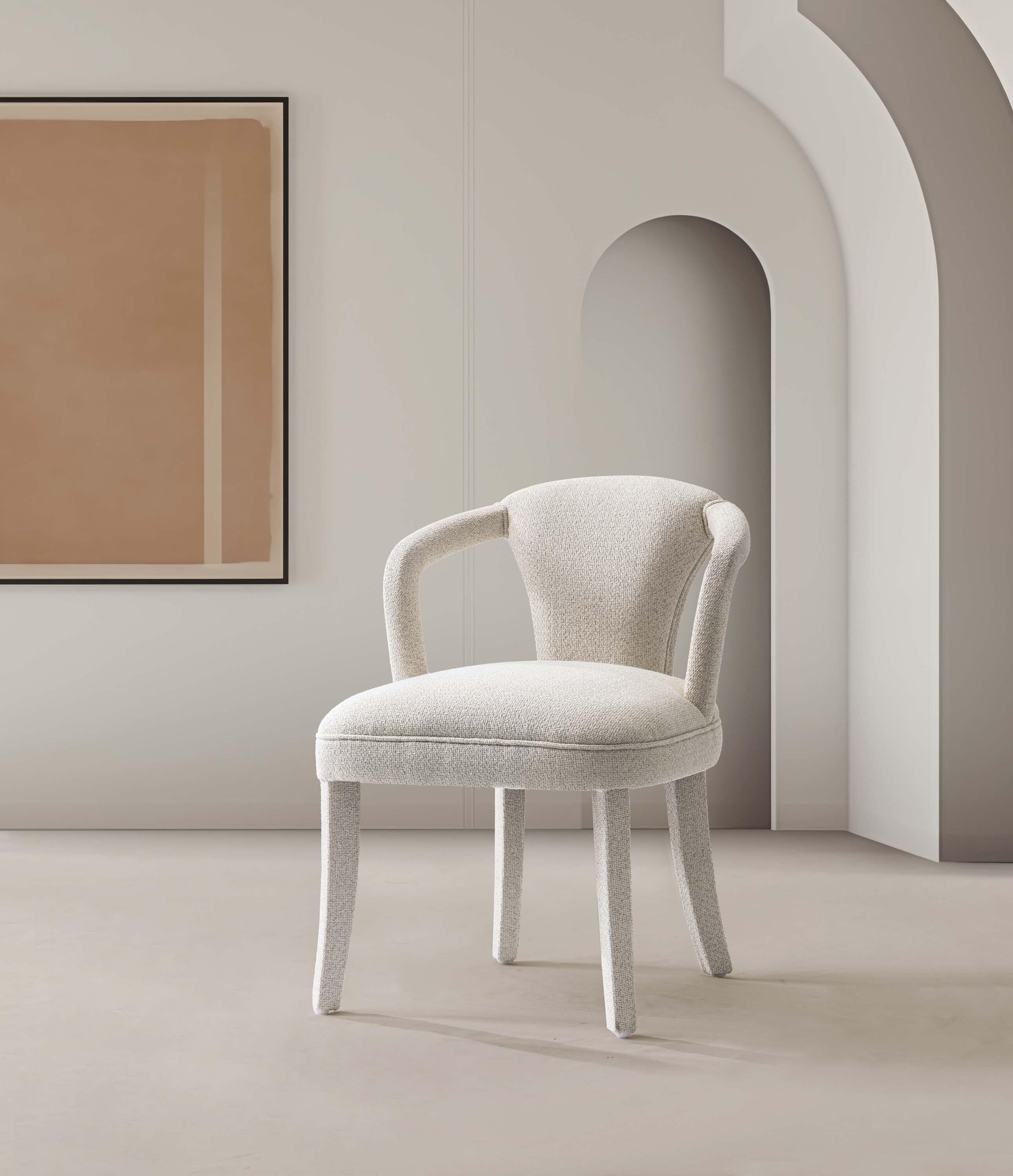 Manhattan Comfort Palmer Dining Armchair, Ivory, rollover
