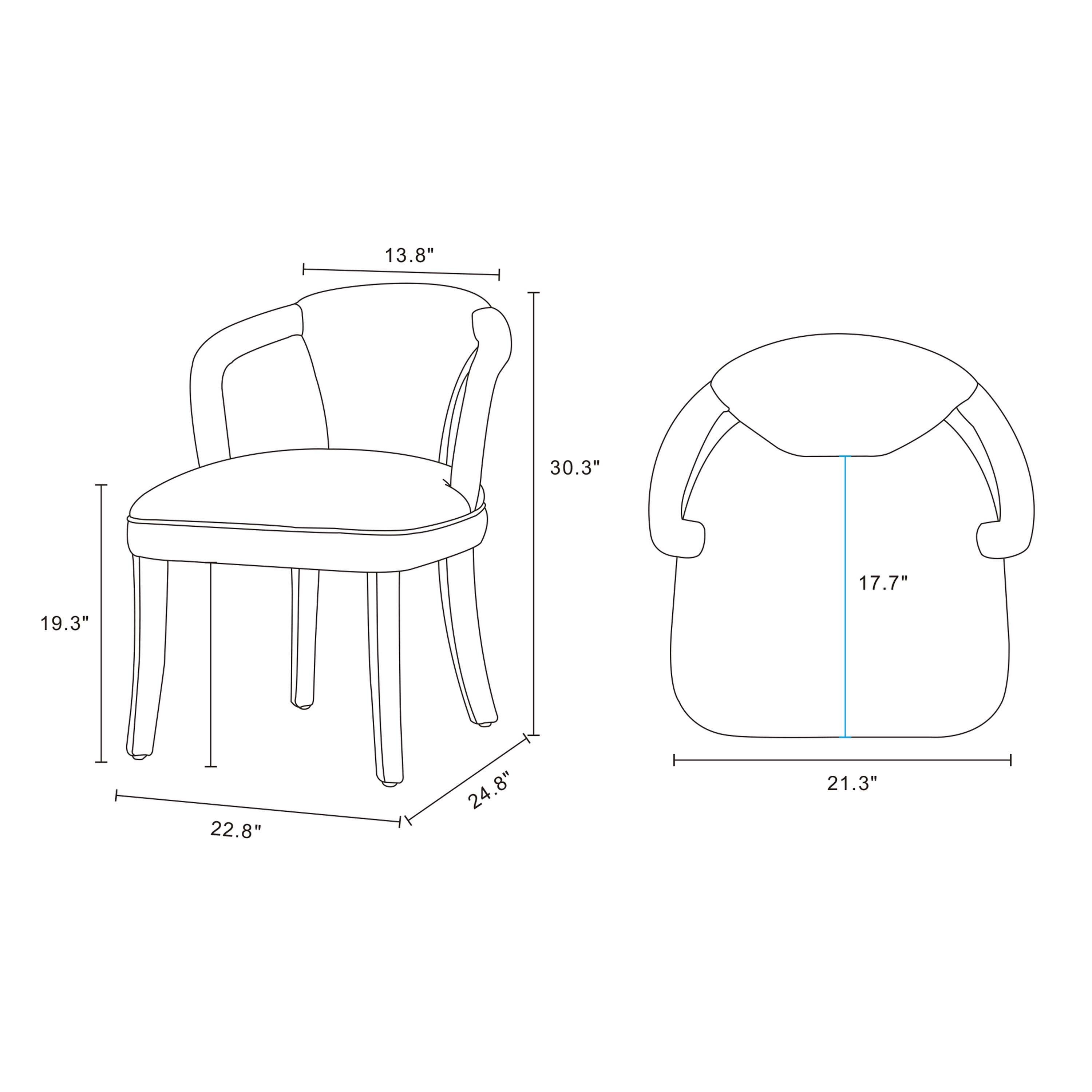 Manhattan Comfort Palmer Dining Armchair, Silver Lining, large