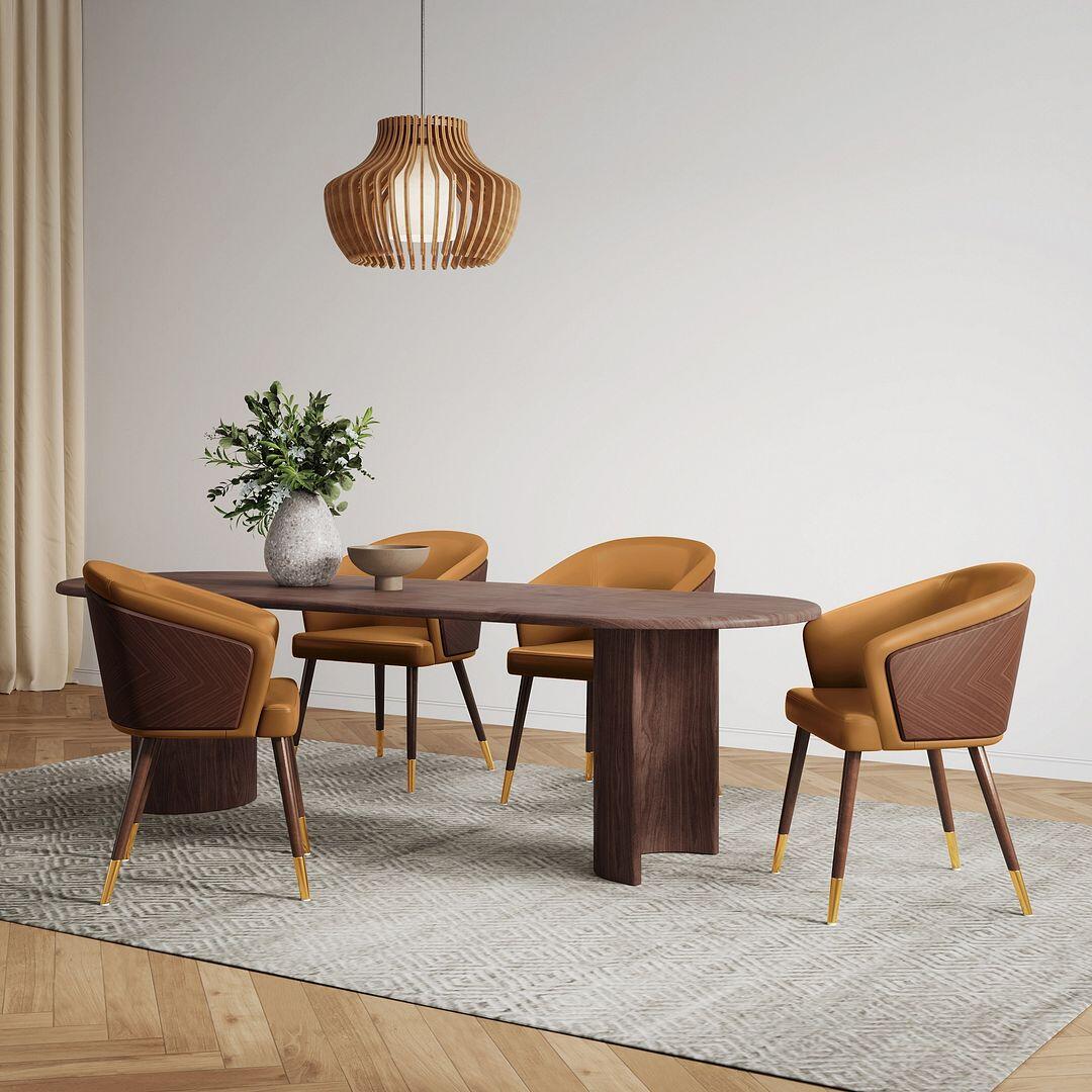 Manhattan Comfort Reeva Dining Chair, Walnut/Camel, rollover
