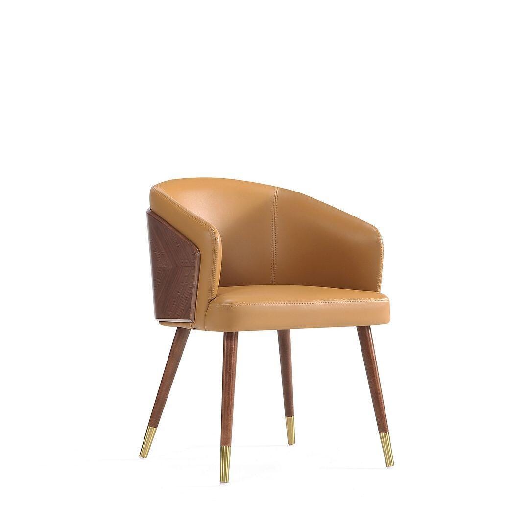 Manhattan Comfort Reeva Dining Chair, Walnut/Camel, large