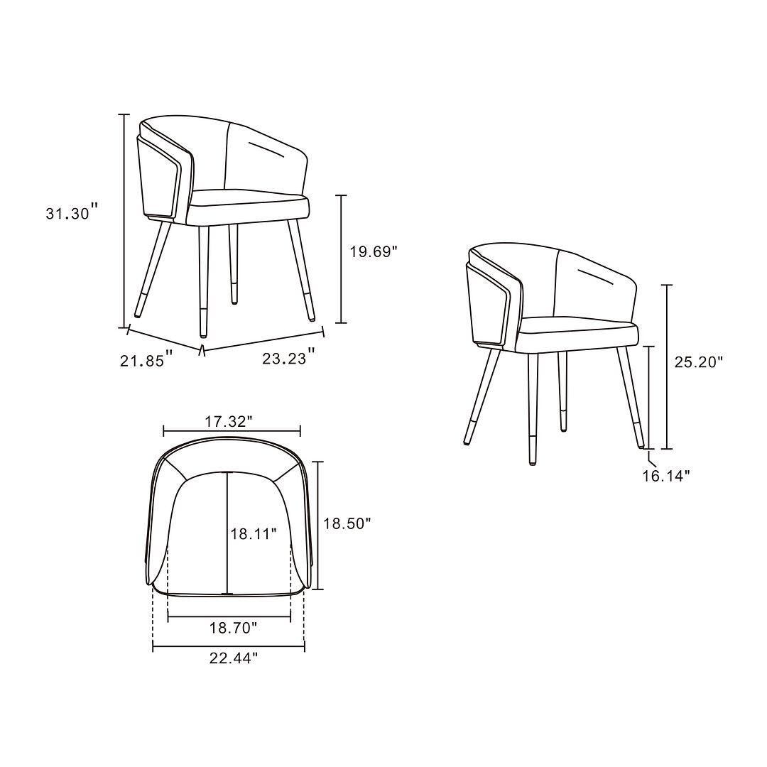 Manhattan Comfort Reeva Dining Chair, Walnut/Camel, large