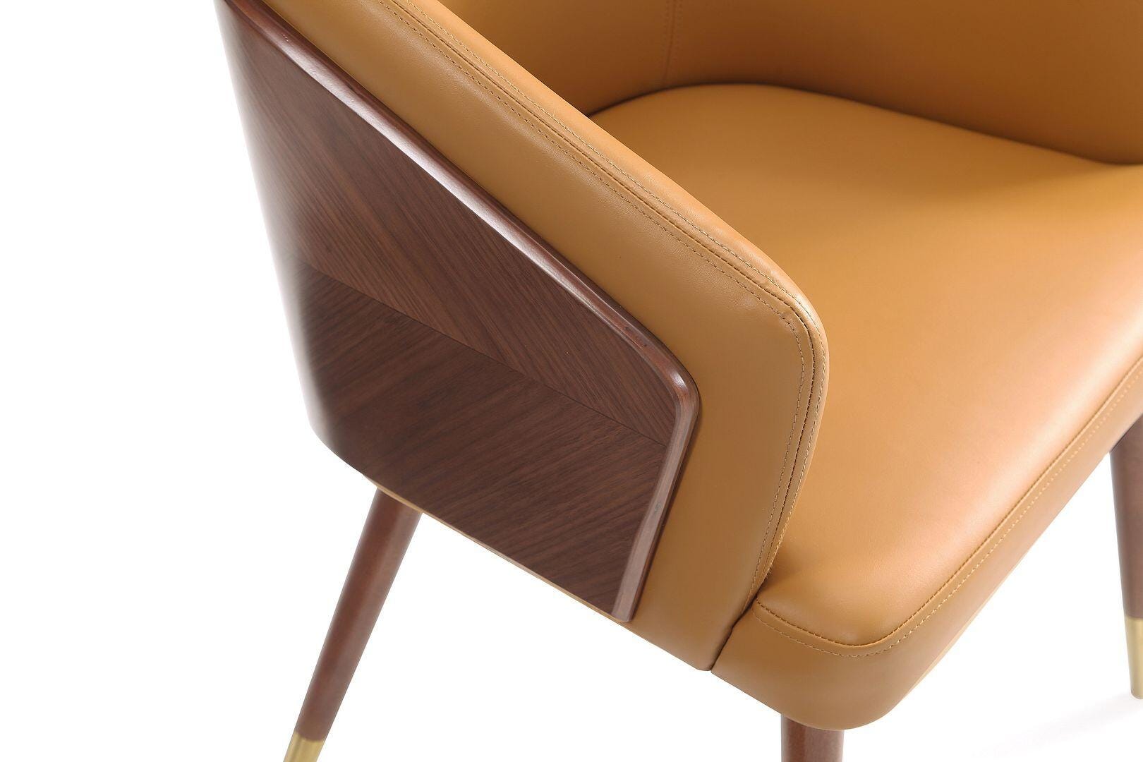 Manhattan Comfort Reeva Dining Chair, Walnut/Camel, large
