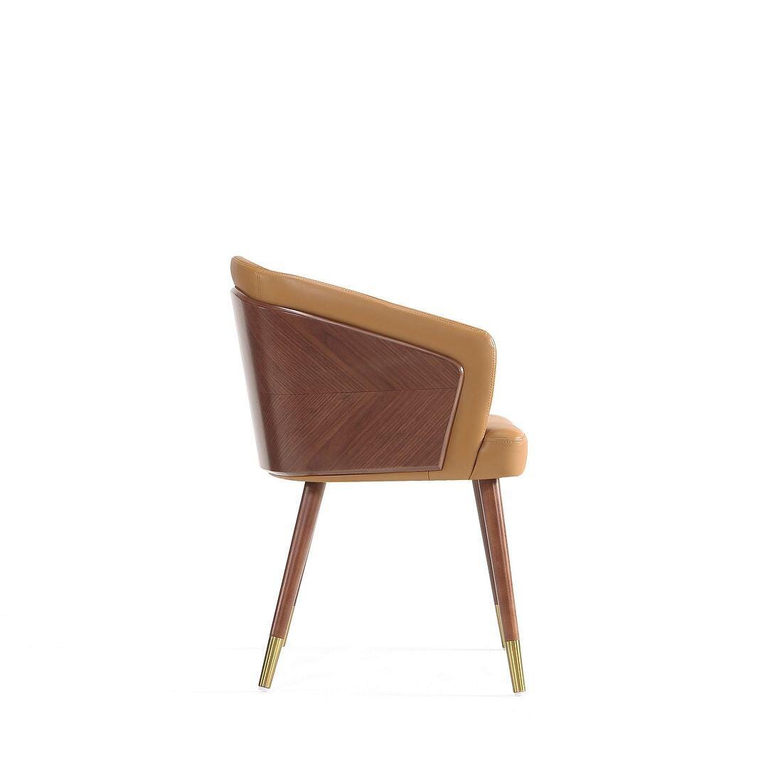 Manhattan Comfort Reeva Dining Chair, Walnut/Camel, large