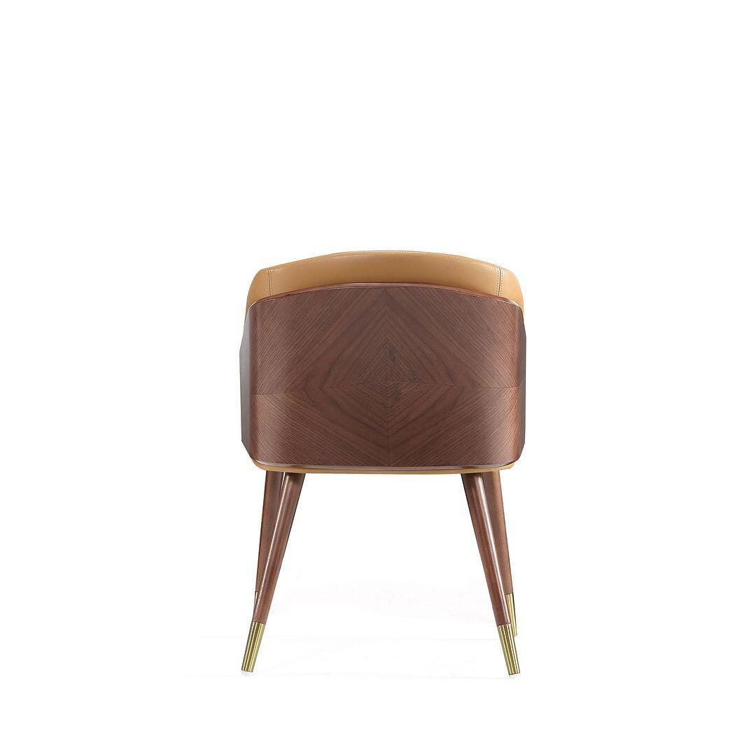 Manhattan Comfort Reeva Dining Chair, Walnut/Camel, large