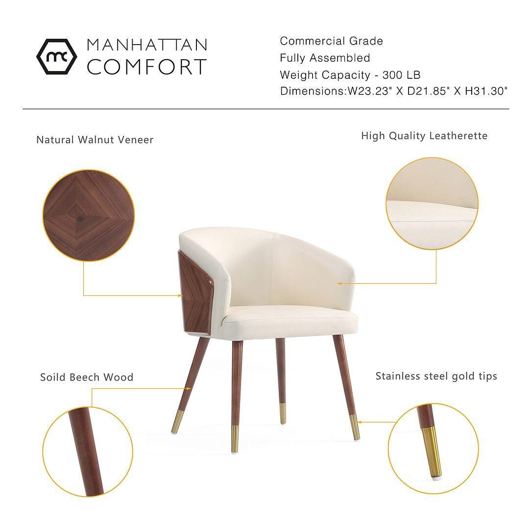 Manhattan Comfort Reeva Dining Chair, Walnut/Cream, large