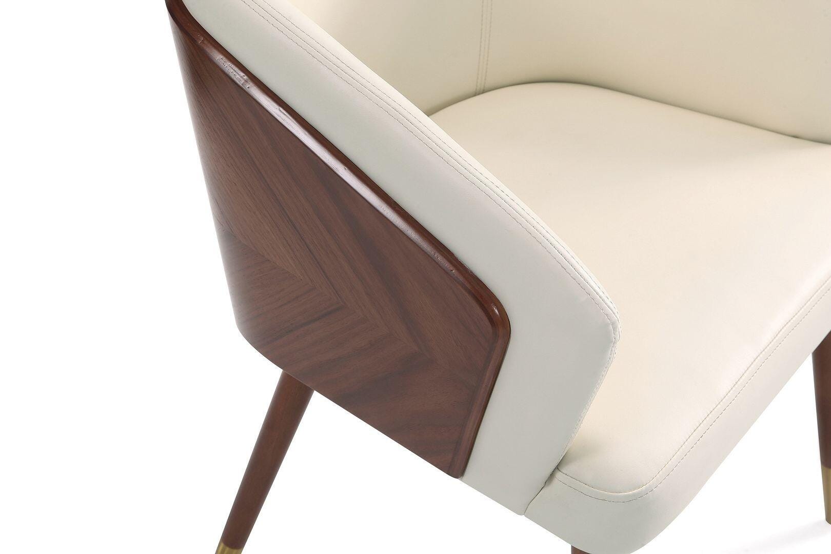 Manhattan Comfort Reeva Dining Chair, Walnut/Cream, large