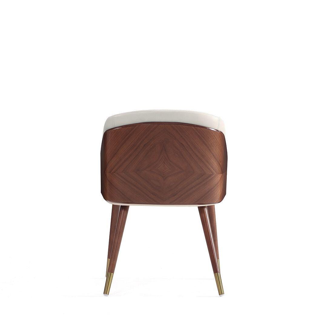 Manhattan Comfort Reeva Dining Chair, Walnut/Cream, large