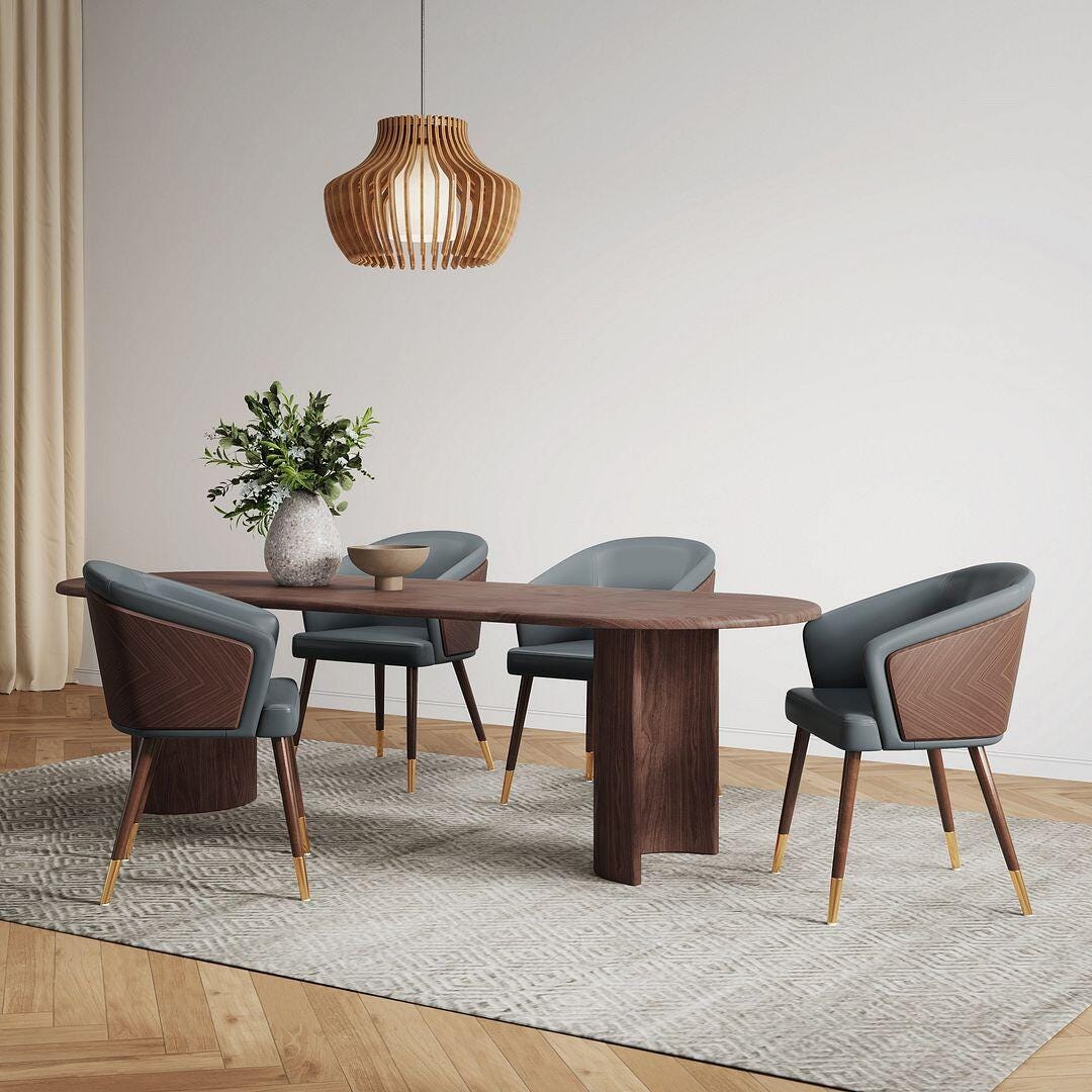 Manhattan Comfort Reeva Dining Chair, Walnut/Graphite Gray, rollover