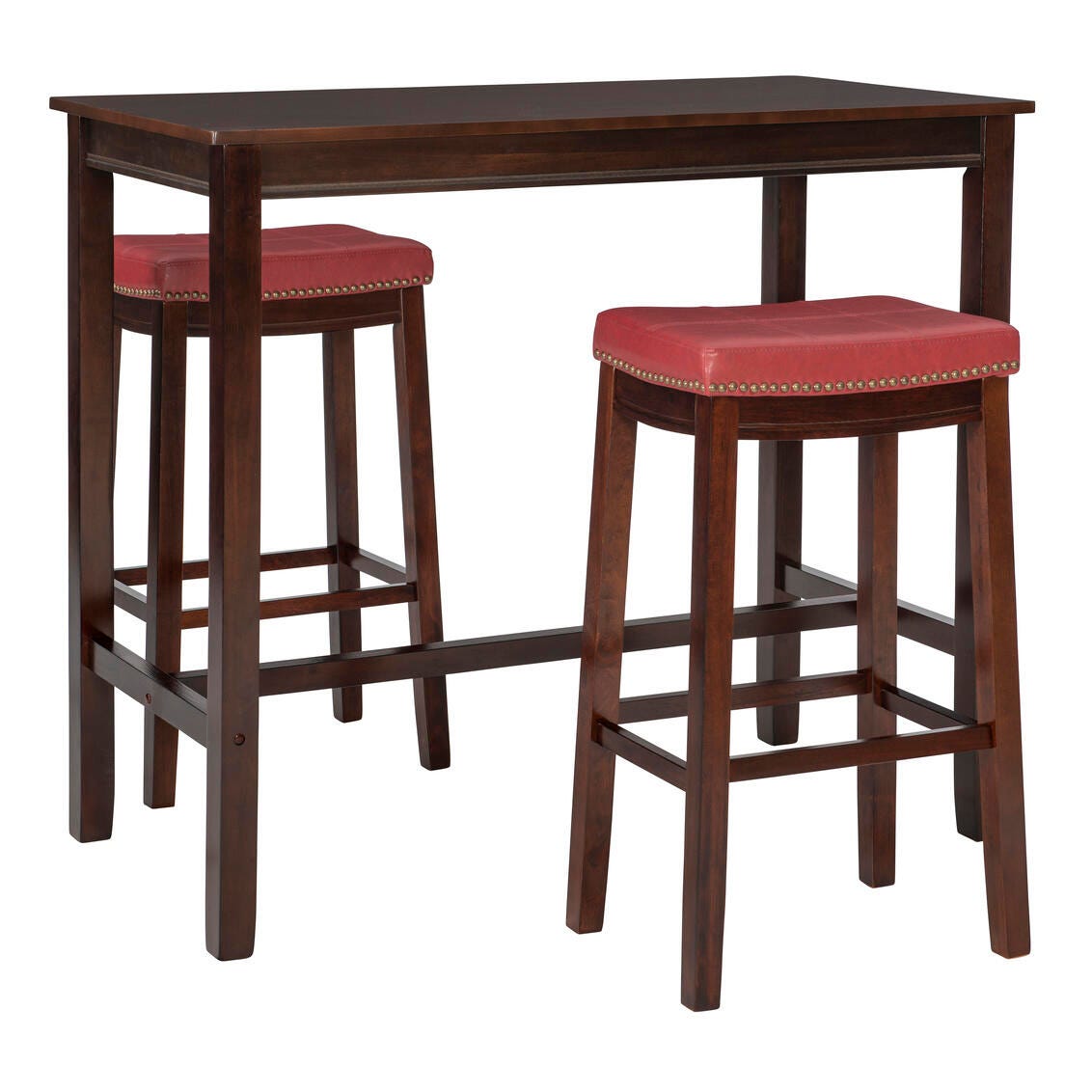Linon Claridge Three Piece Bar Set, Red, large