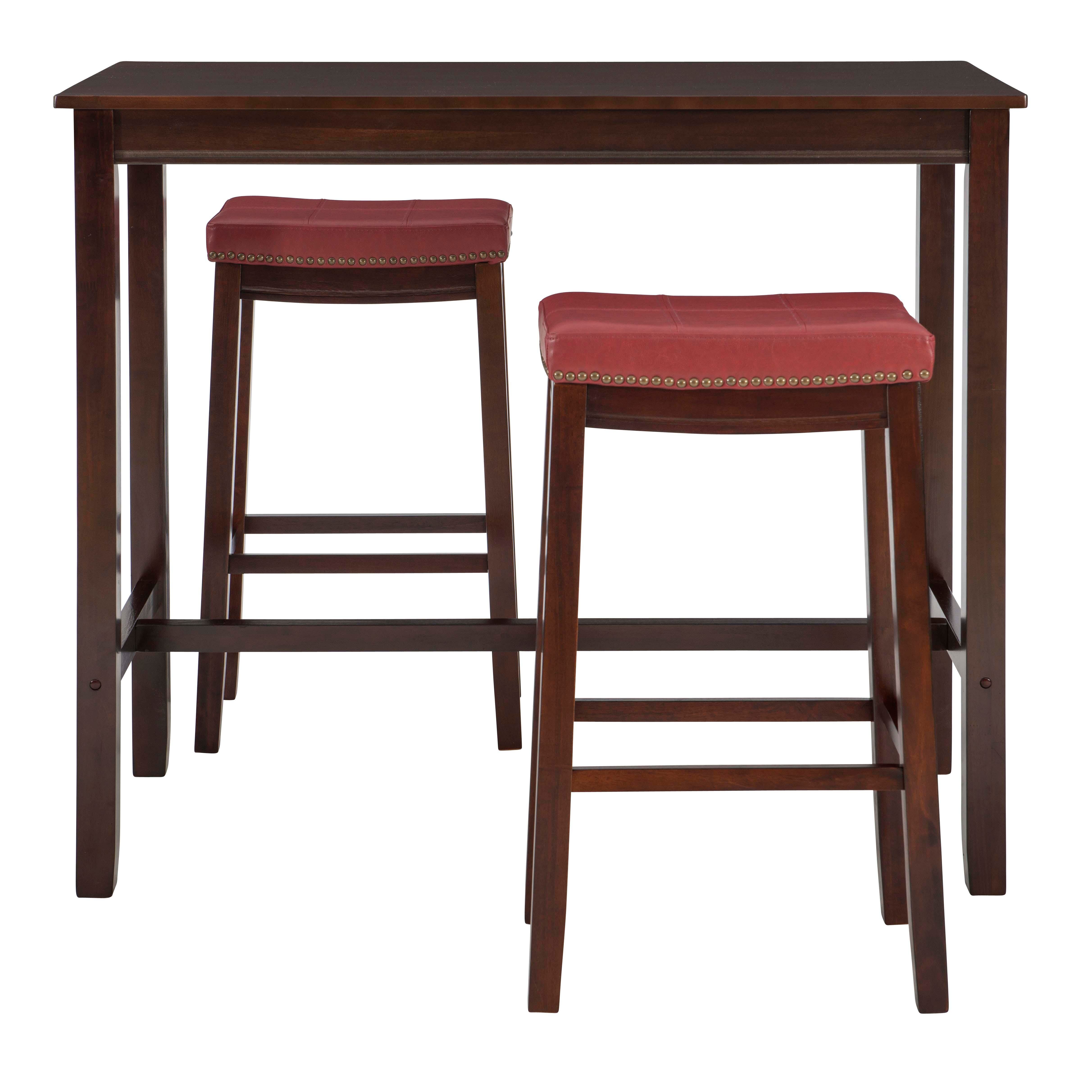 Linon Claridge Three Piece Bar Set, Red, large