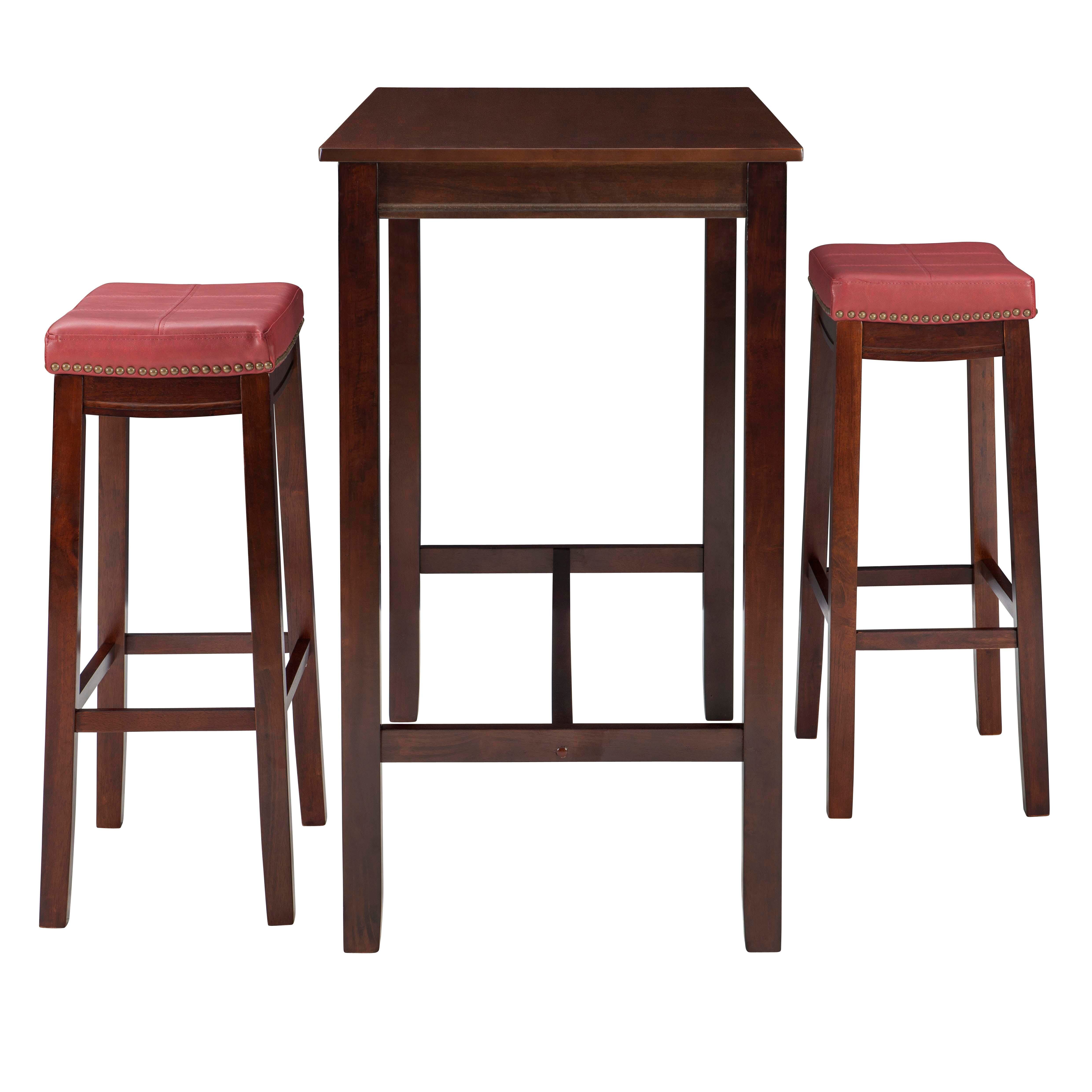 Linon Claridge Three Piece Bar Set, Red, large