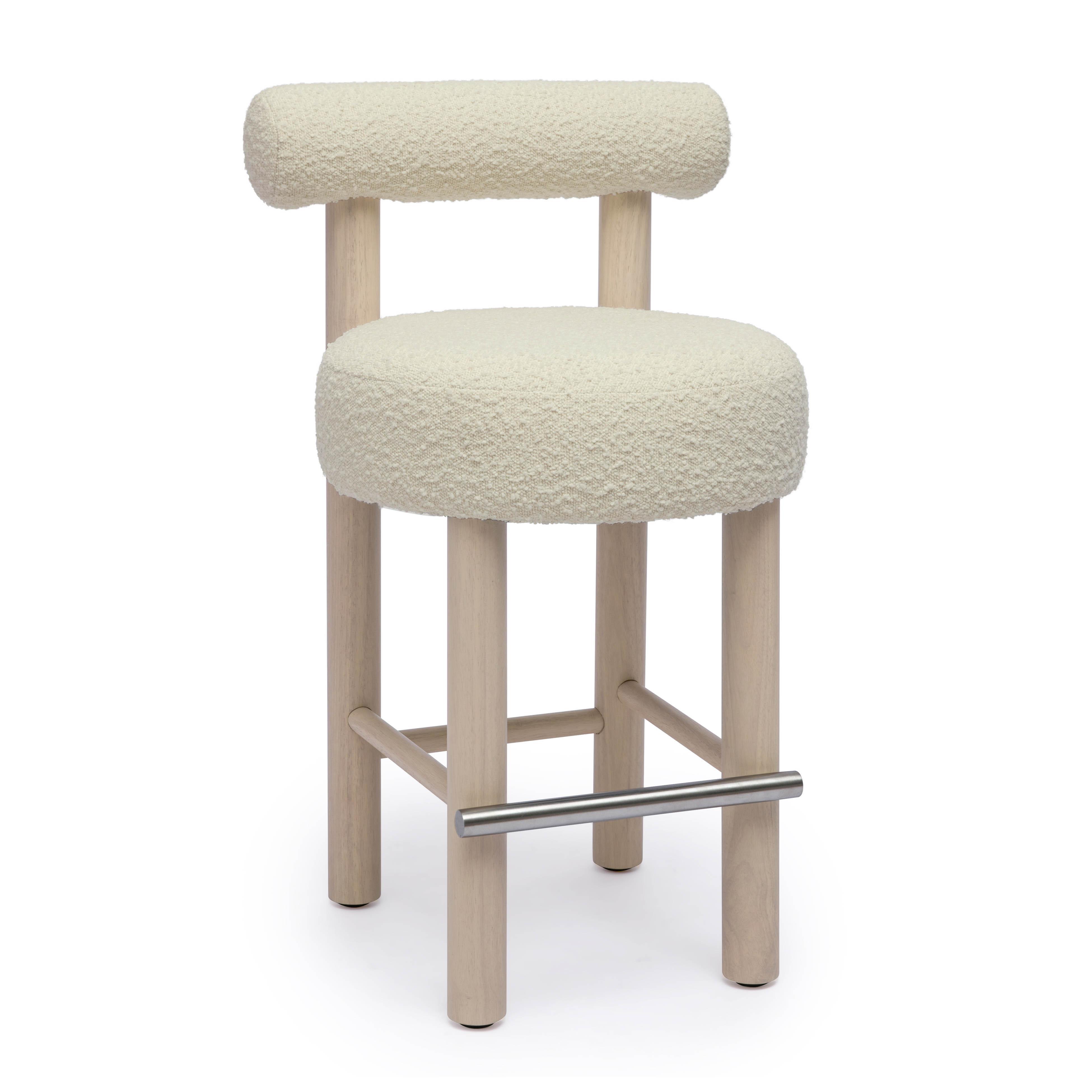 TOV Furniture Carmel Counter Height Bar Stool, Cream, large