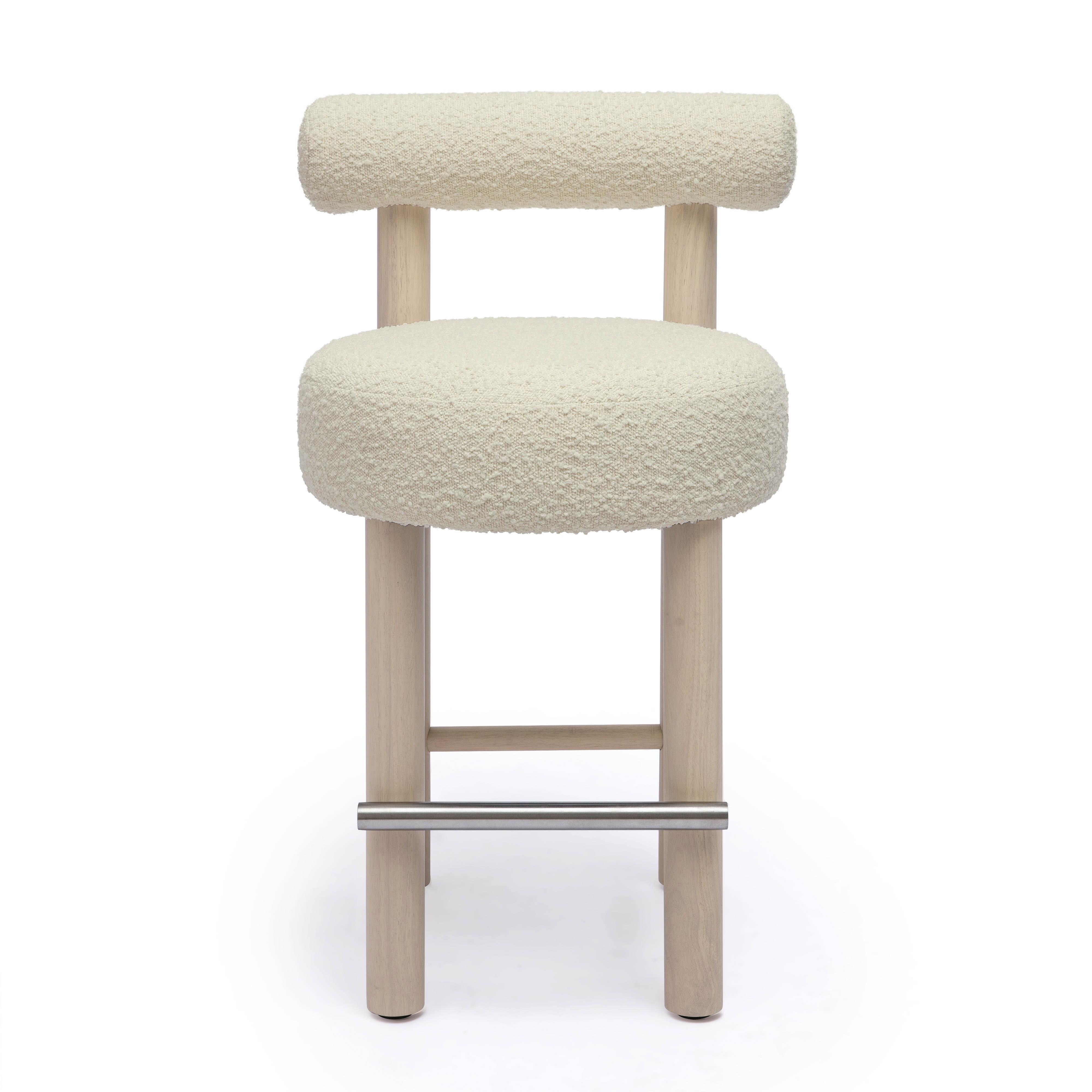TOV Furniture Carmel Counter Height Bar Stool, Cream, large