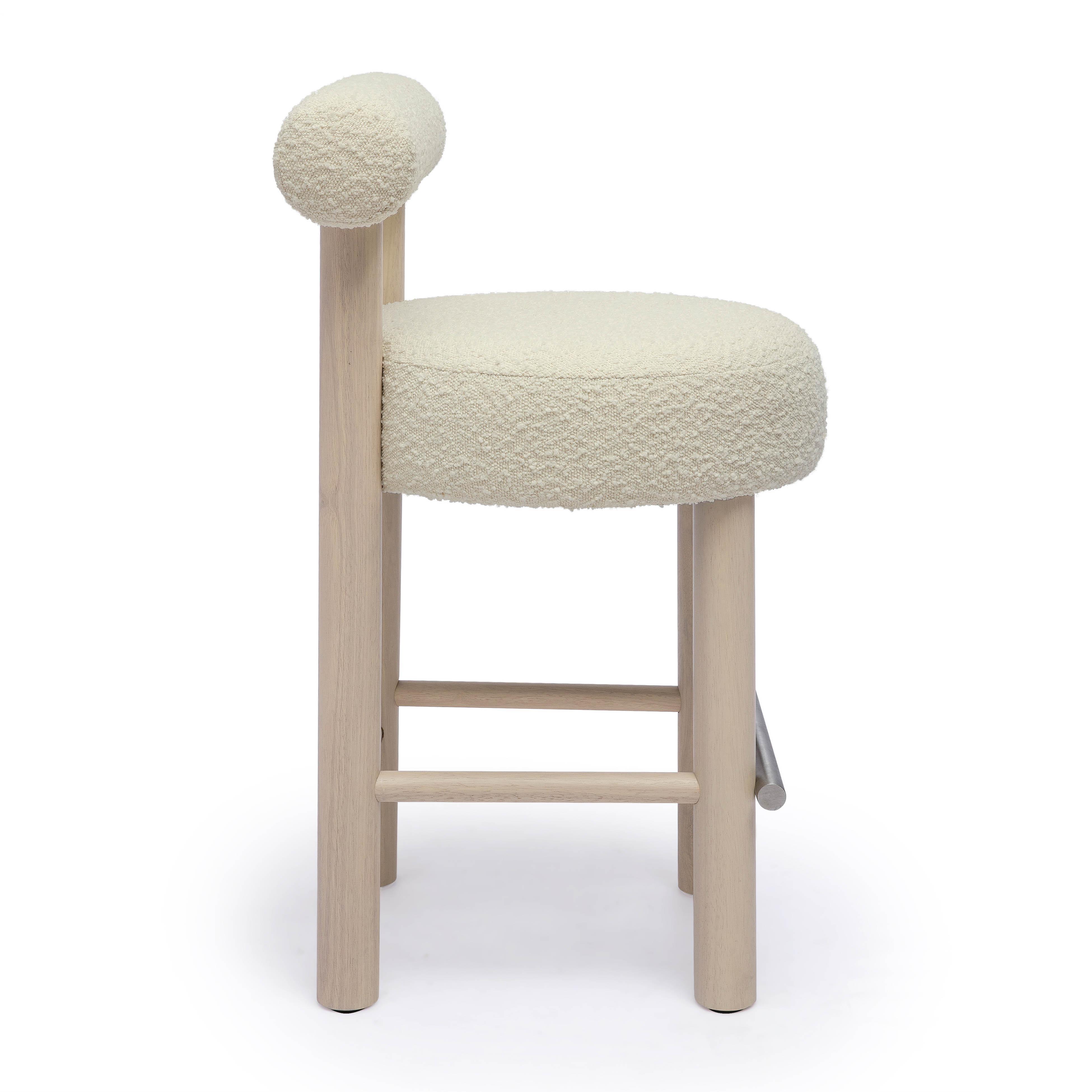 TOV Furniture Carmel Counter Height Bar Stool, Cream, large