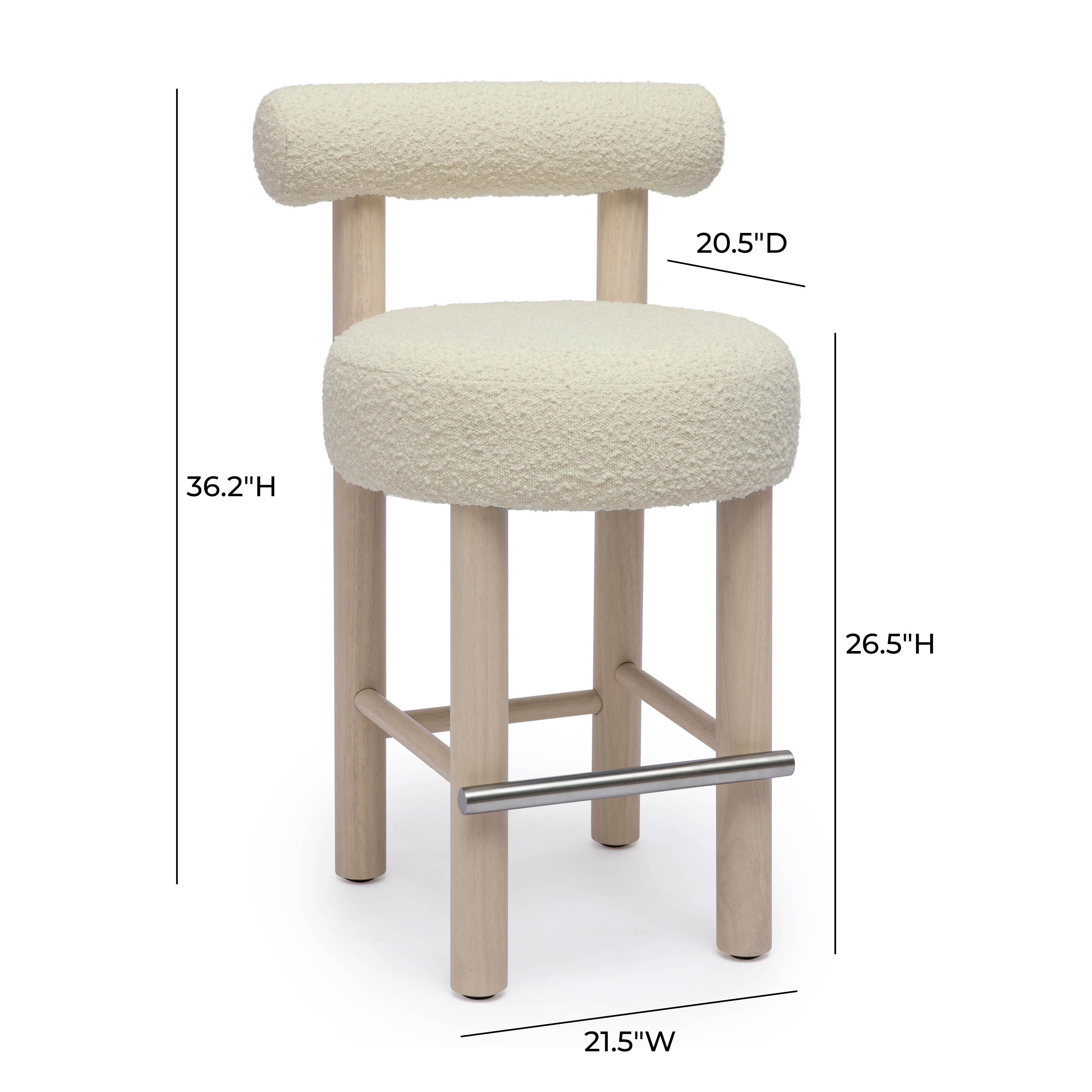 TOV Furniture Carmel Counter Height Bar Stool, Cream, large