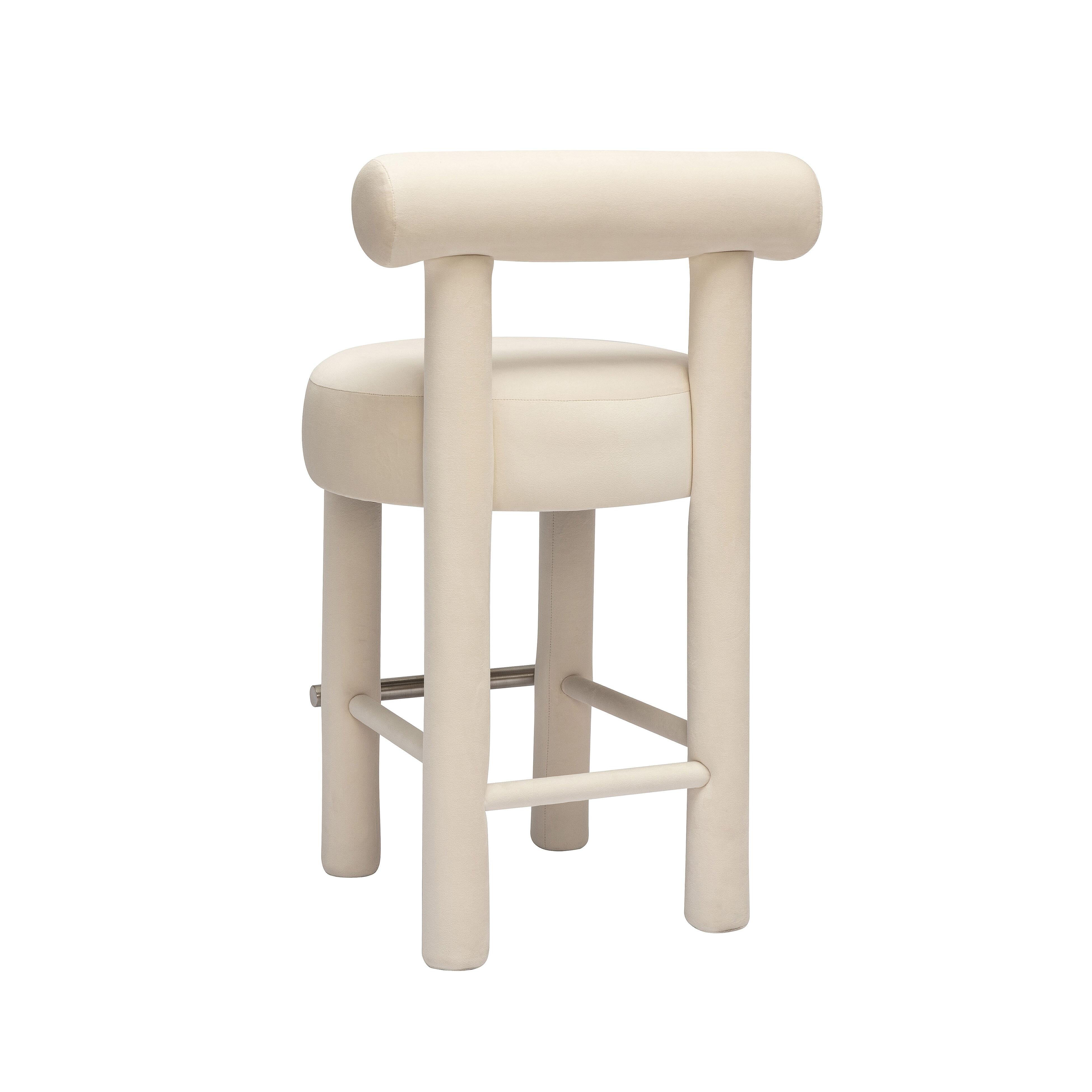 TOV Furniture Carmel Counter Height Bar Stool, Velvet Cream, large